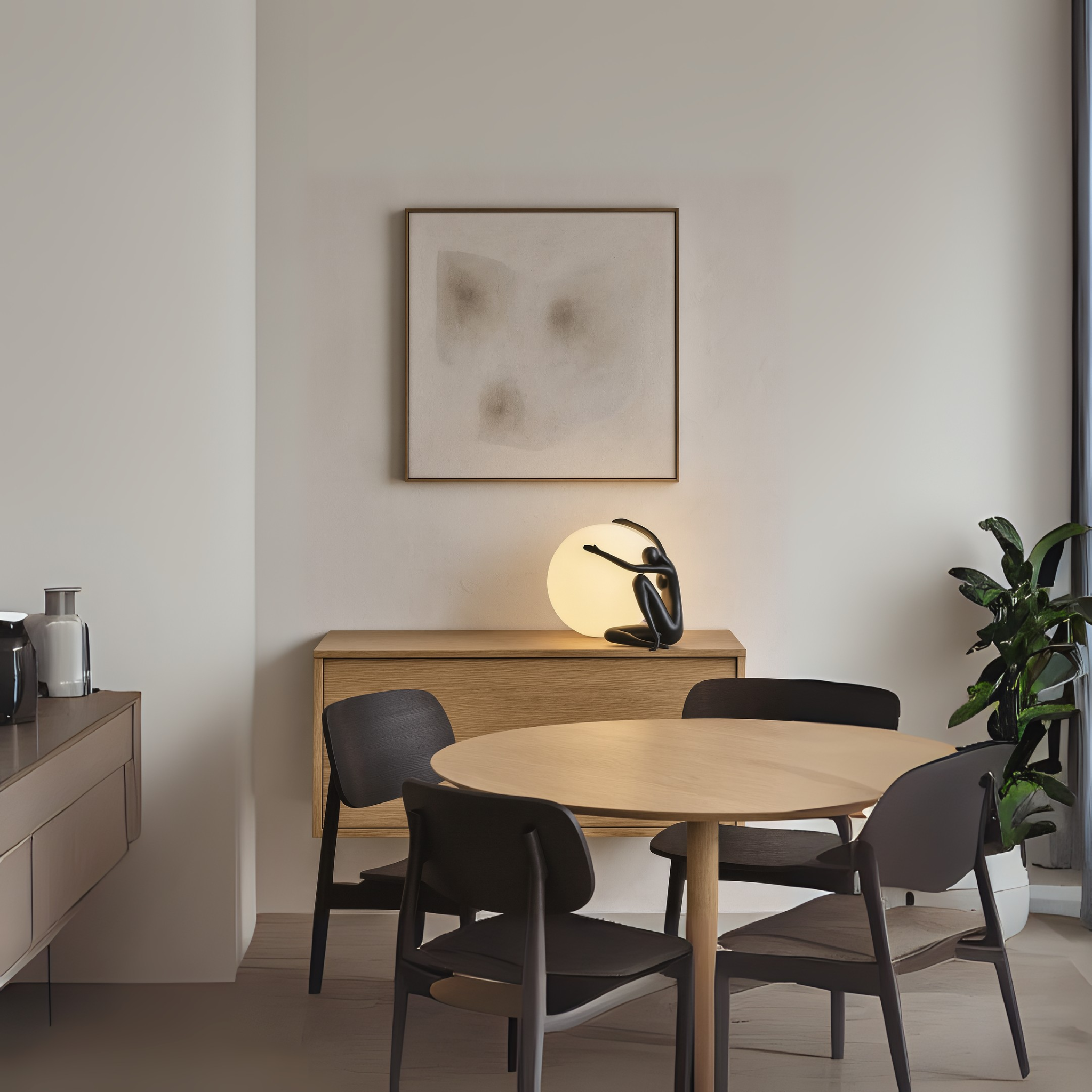 Lampe à Poser Designer | Statue Femme & Globe | Fiolla Home Tunisie