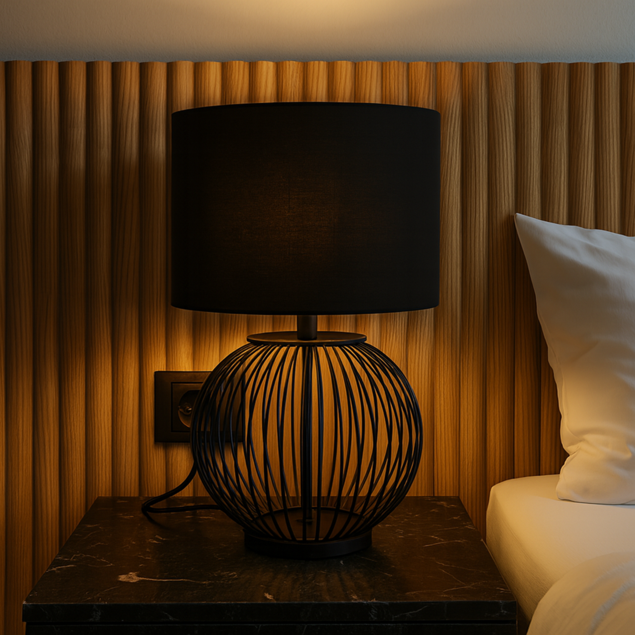 Veilleuse Métallique Noire Tunisie | Lampe de Chevet | Fiolla Home