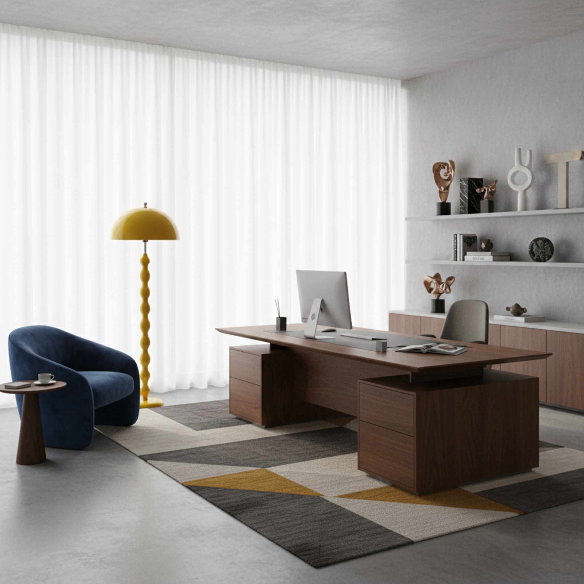 Lampadaire Design "Totem" Jaune Laqué | Luminaire de Luxe & Décoration Moderne Tunisie