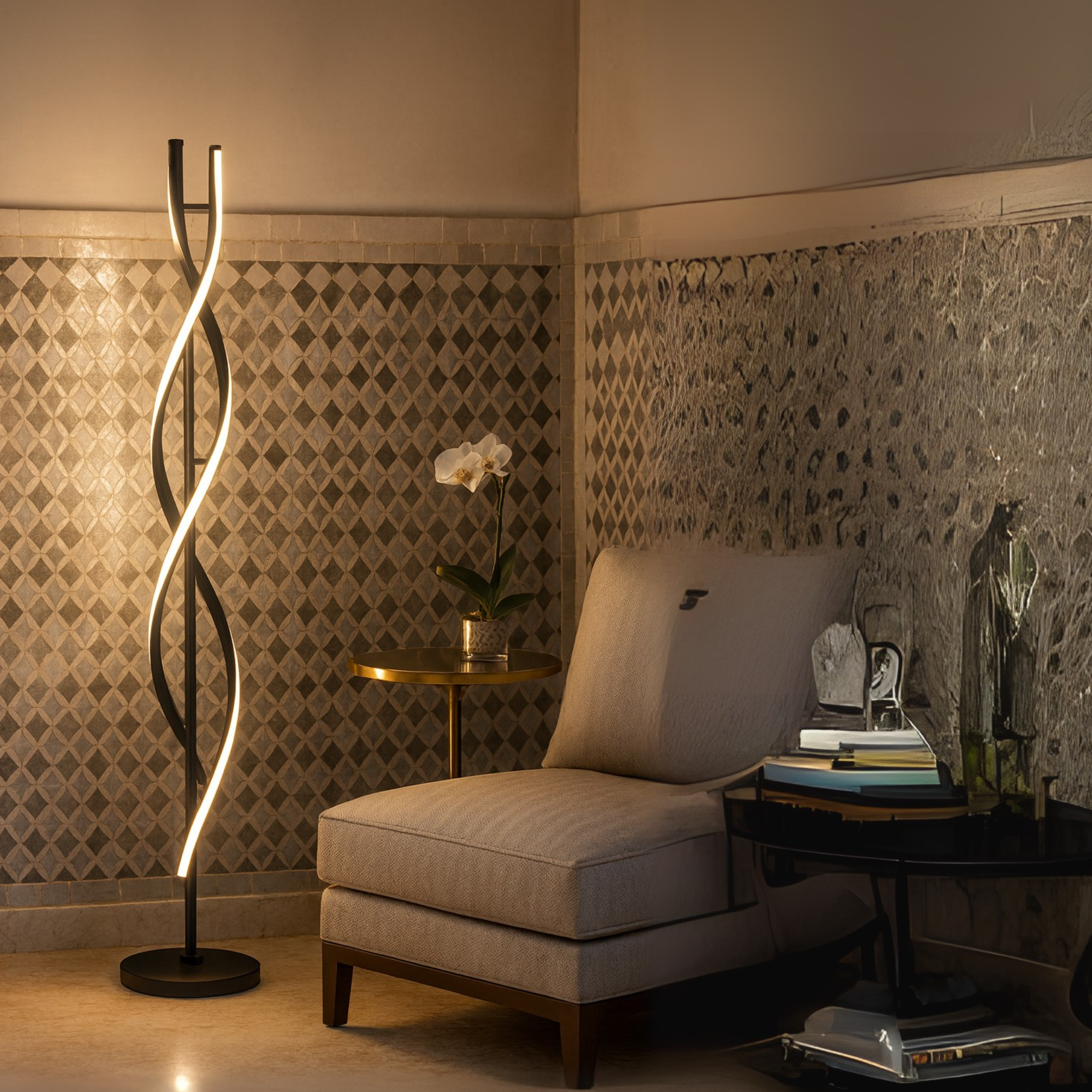 Lampadaire LED Spirale Moderne Tunisie | Fiolla Home