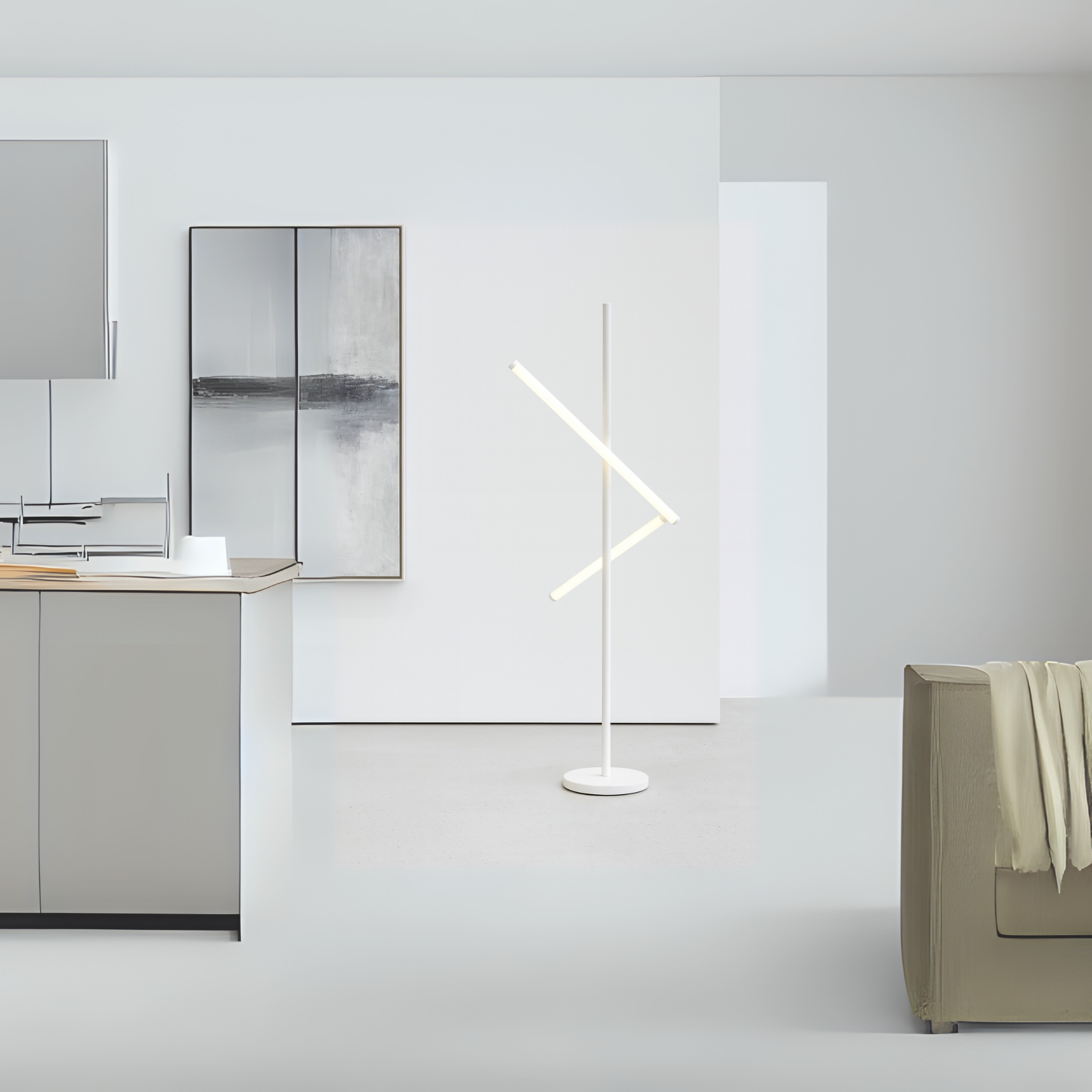 Lampadaire LED Minimaliste Blanc | Luminaire Moderne | Fiolla Home