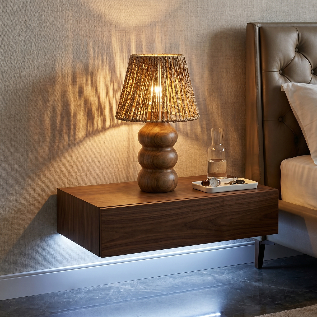Lampe à Poser Artisanale | Design Bois & Fibre Boho | Fiolla Home