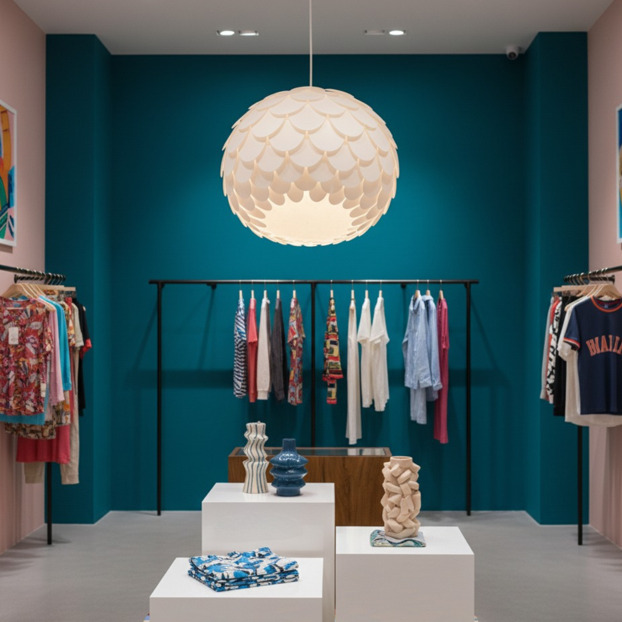 Lustre écaille blanc | Suspension sphérique design | Fiolla Home