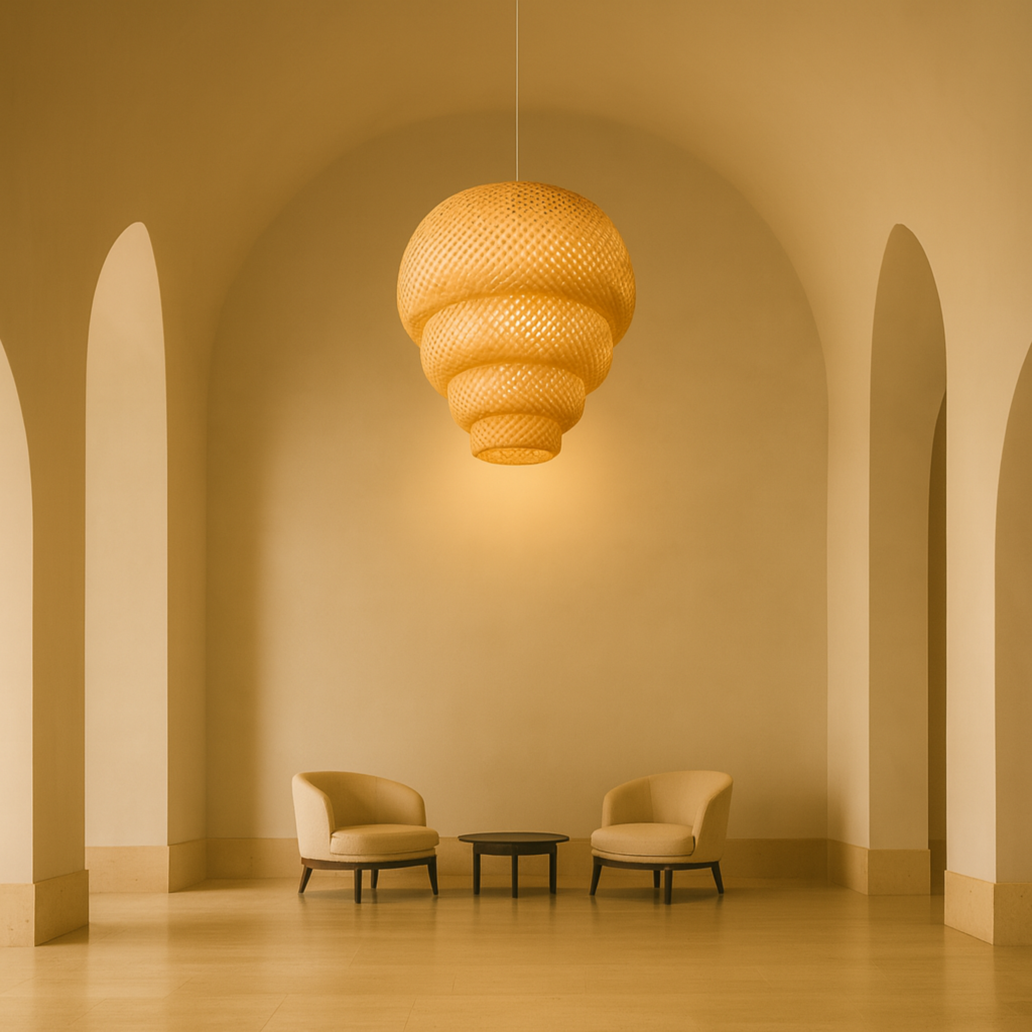 Suspension rotin industriel importé | Coquille spiralée | Fiolla Home