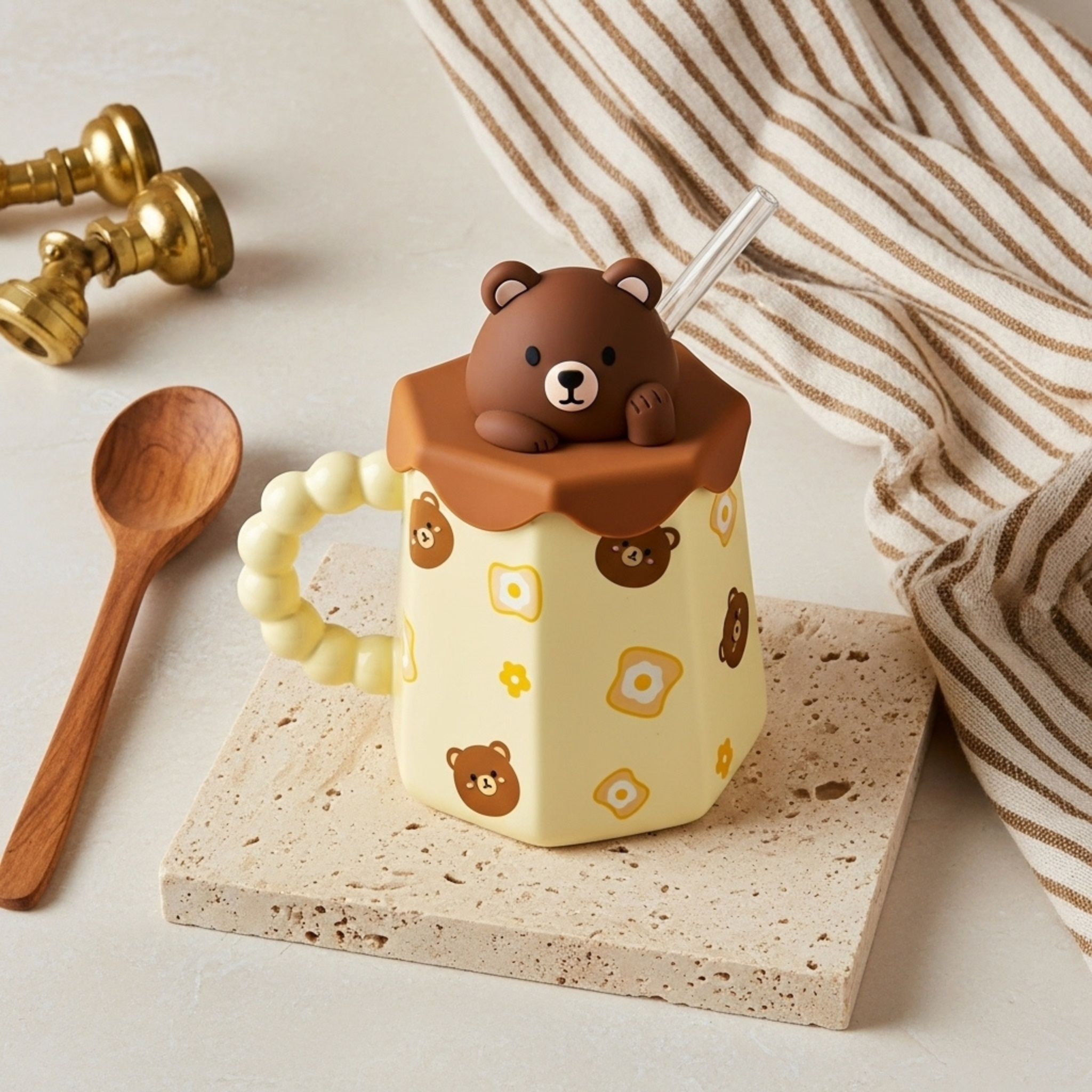 Mug Ourson – Avec Paille & Couvercle