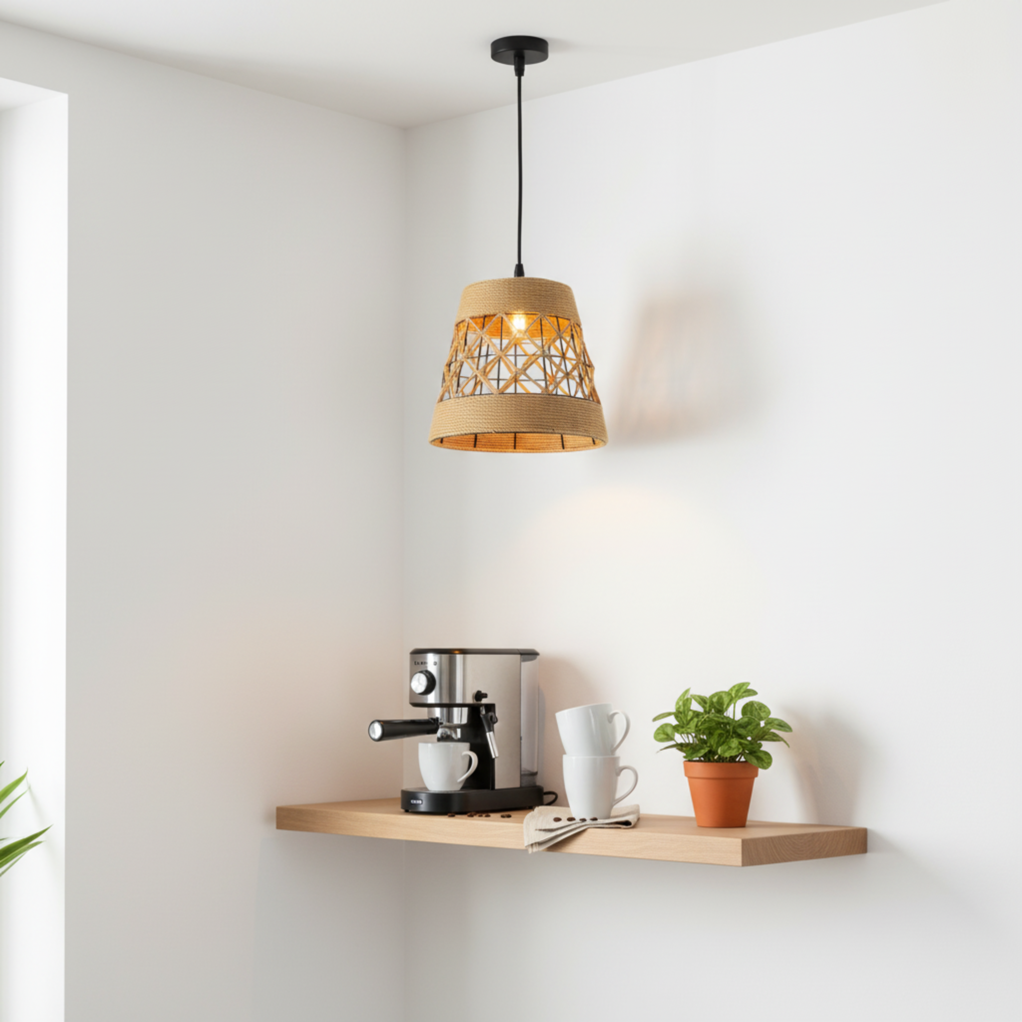 Suspension "Alya" en Jute Tressé – Luminaire Tunisie