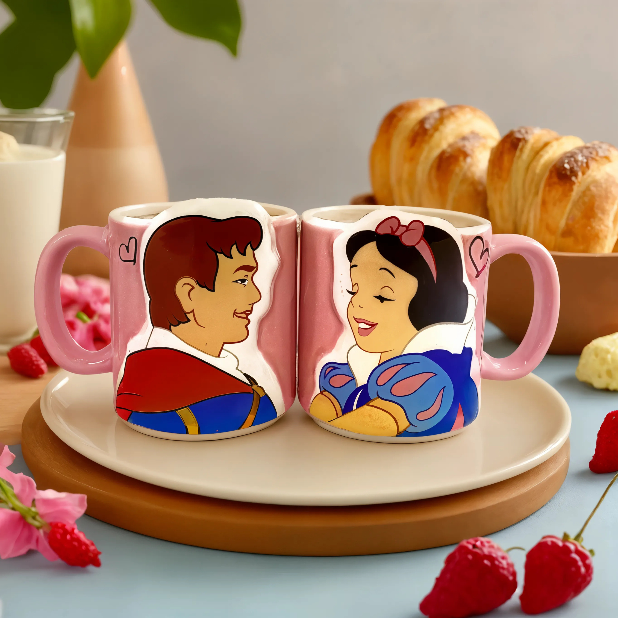 Tasses Disney Rose Amoureux | Cadeau Idéal Couple | Fiolla Home