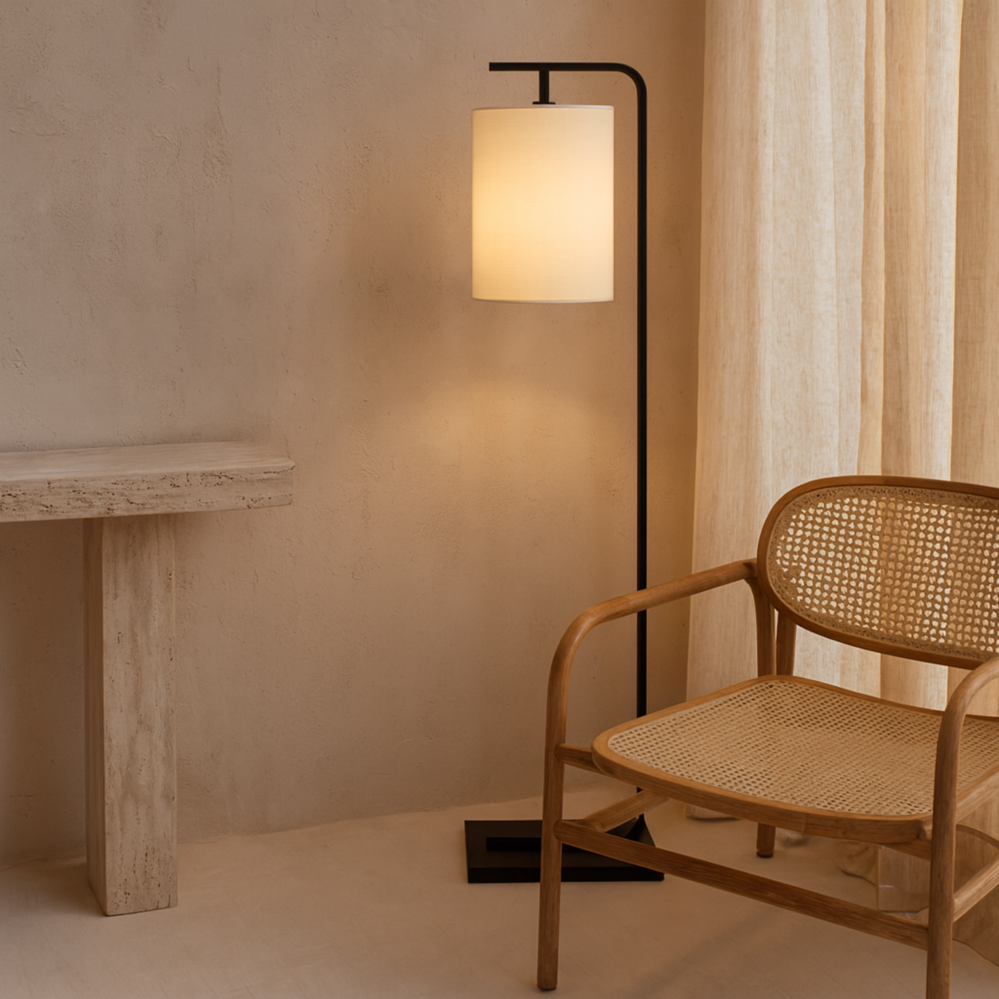 Lampadaire Noir Tunisie | Abat-jour Cylindre | Fiolla Home