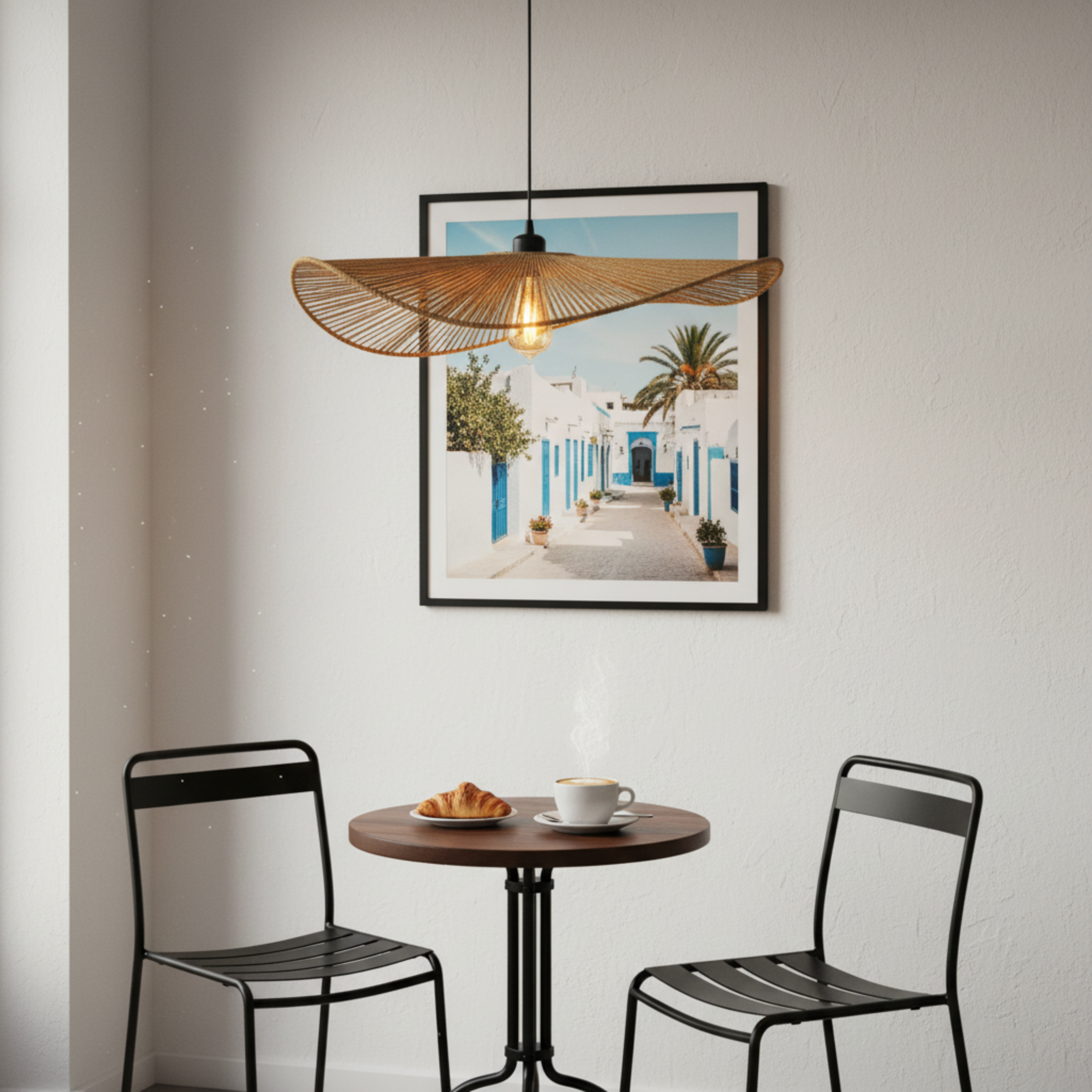 Suspension Large Plate "Medina" – Lustre Aérien en Jute Tressé