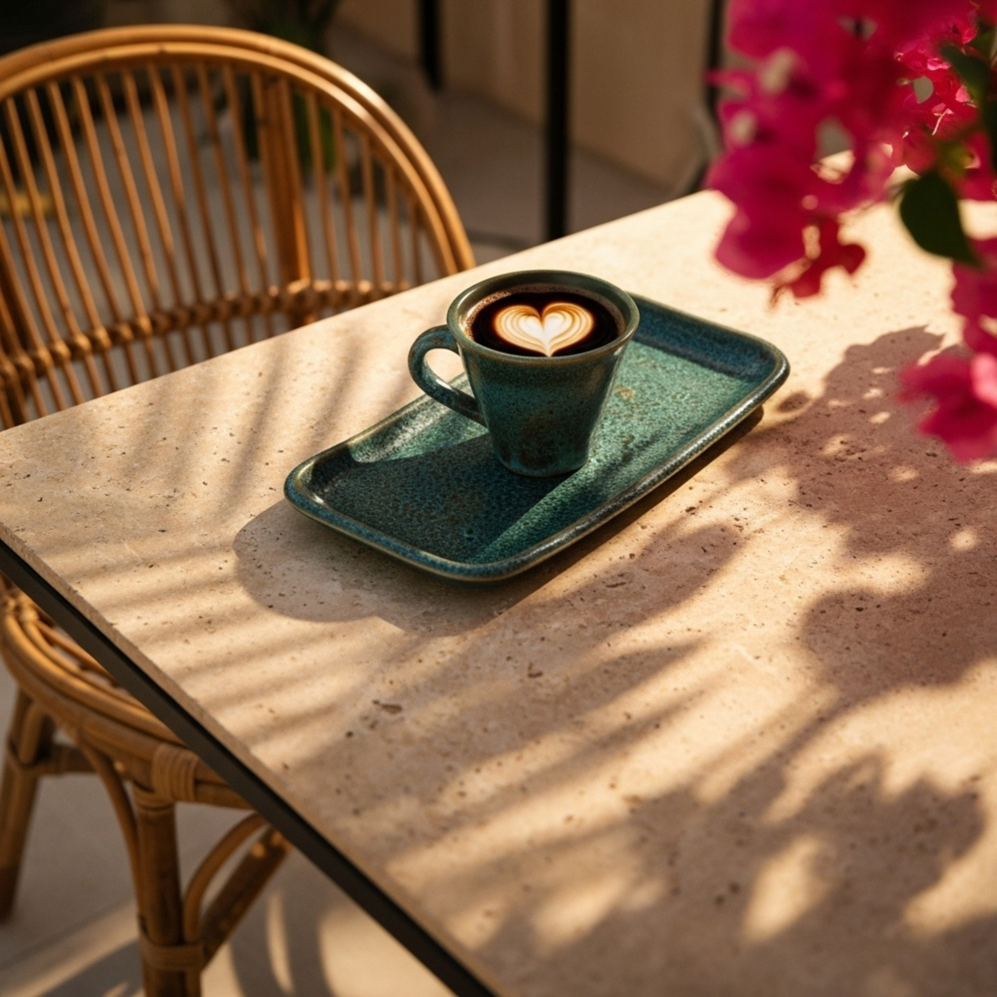 Tasse Espresso + Plateau Turquoise – Céramique Artisanale Tunisie