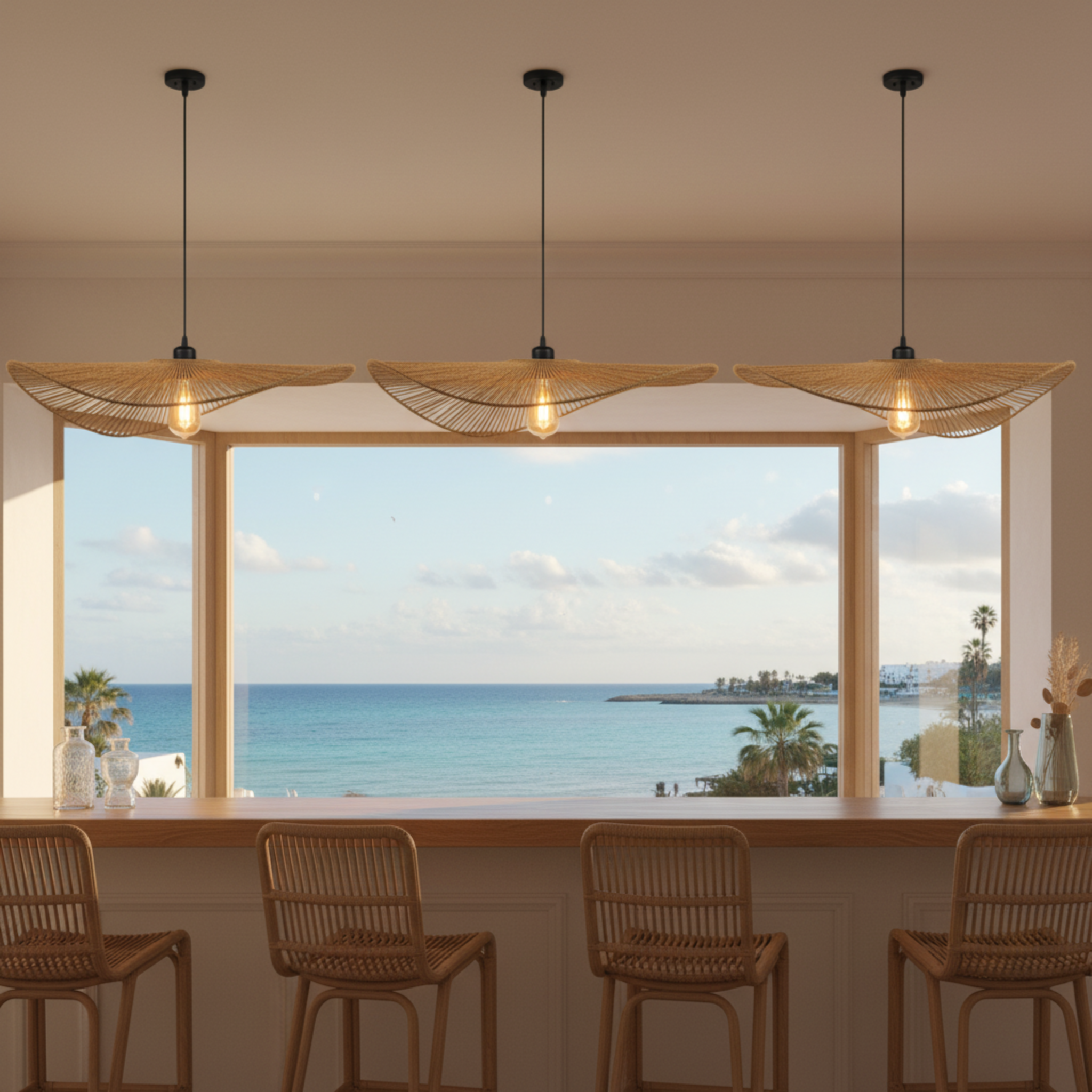 Suspension Large Plate "Medina" – Lustre Aérien en Jute Tressé