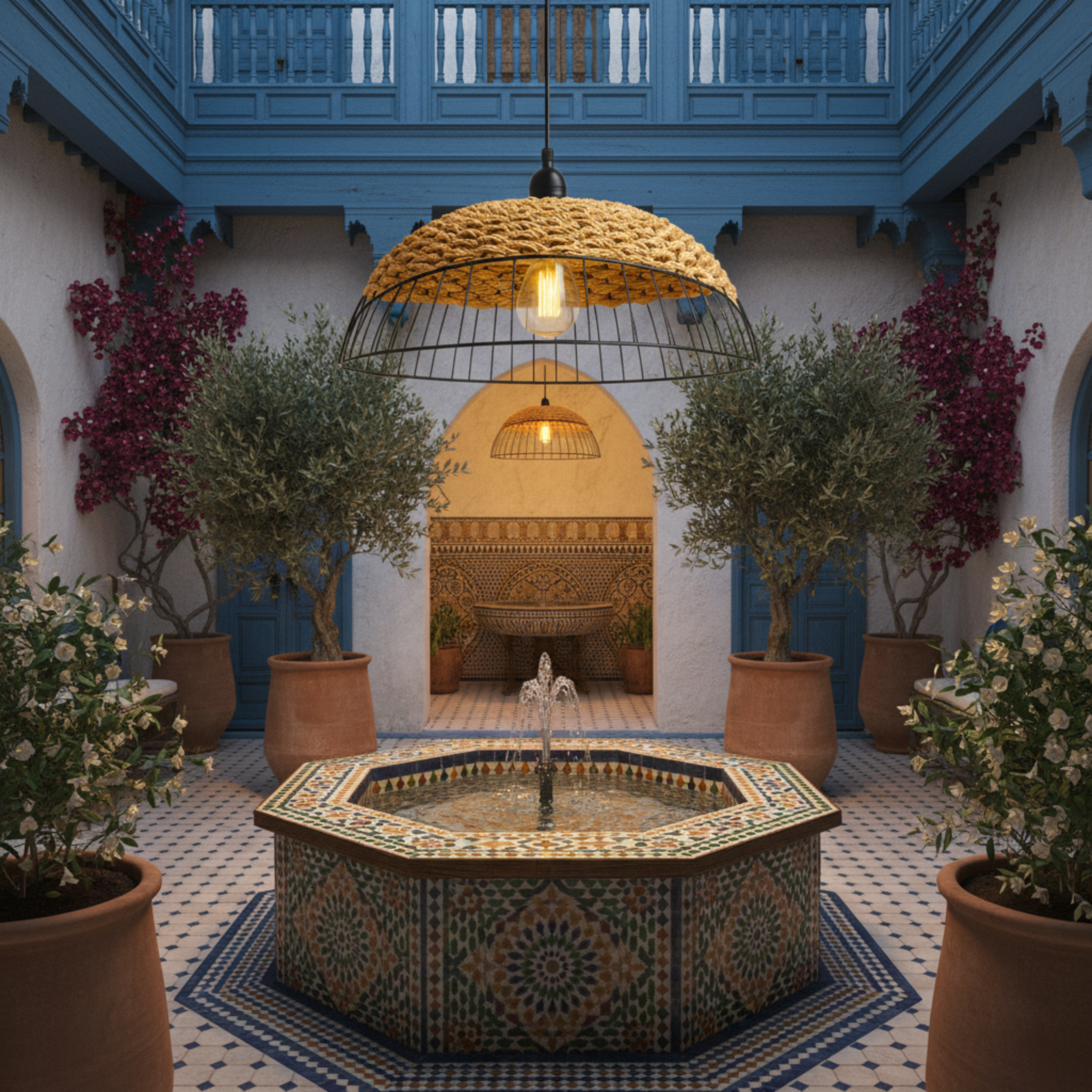 Suspension Dôme "Oasis Lumineuse" | Fibres Végétales & Métal | Tunisie