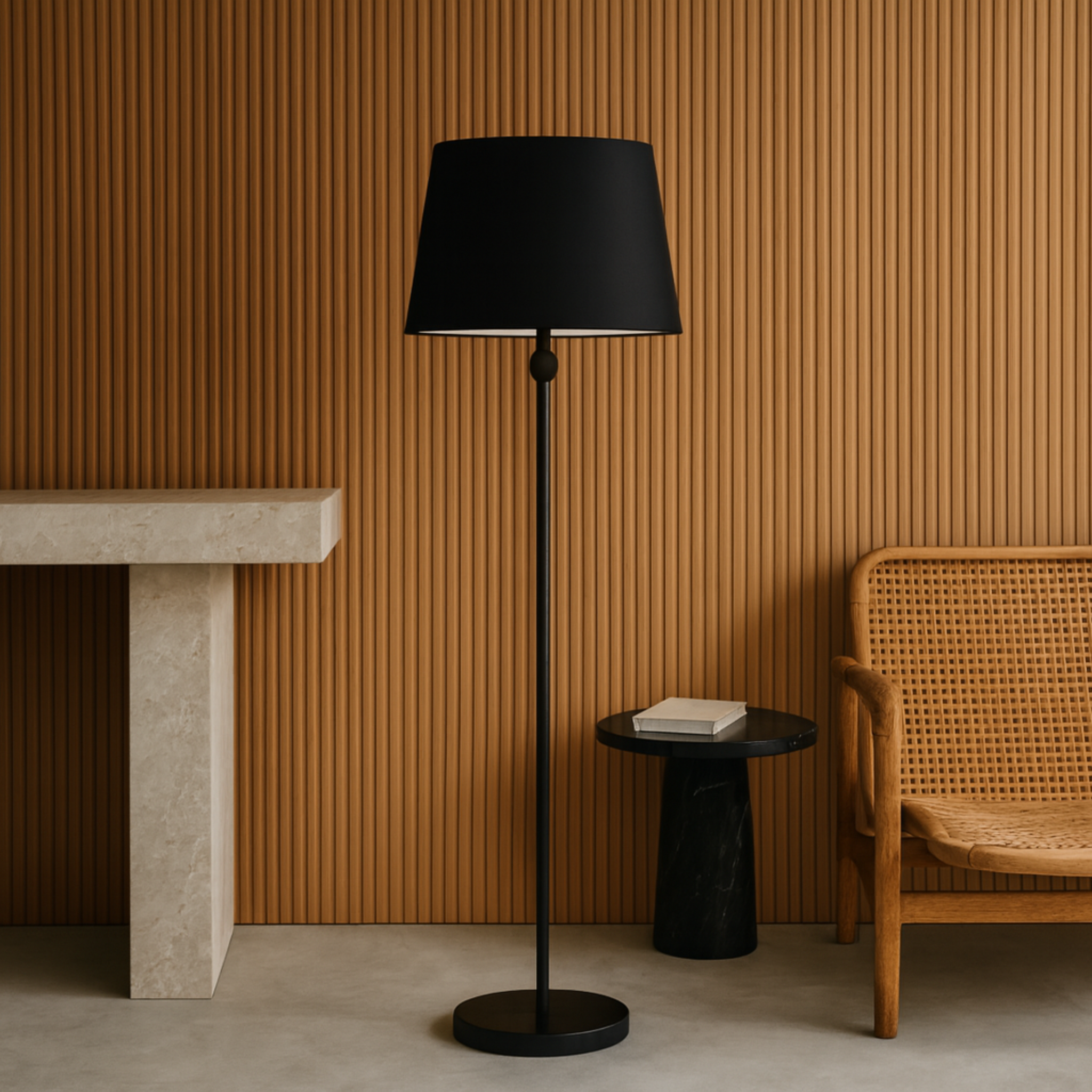 Lampadaire Noir Minimal | Lampe Décorative Tunisie | Fiolla Home