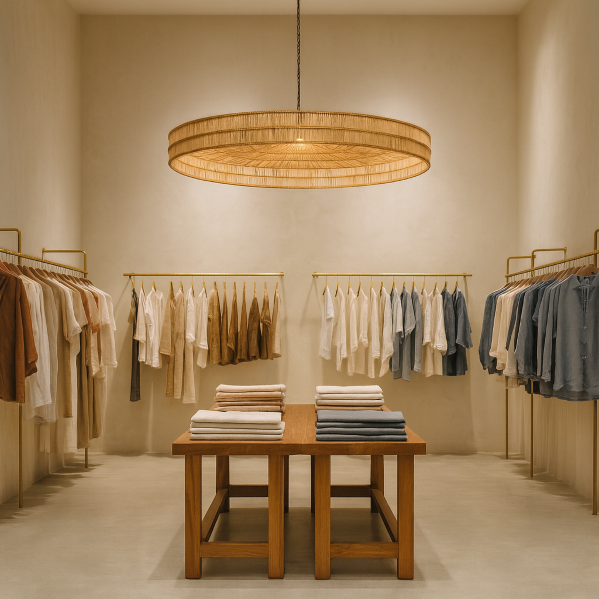 Suspension en dattier disque | Halo large, chaîne métal | Fiolla Home