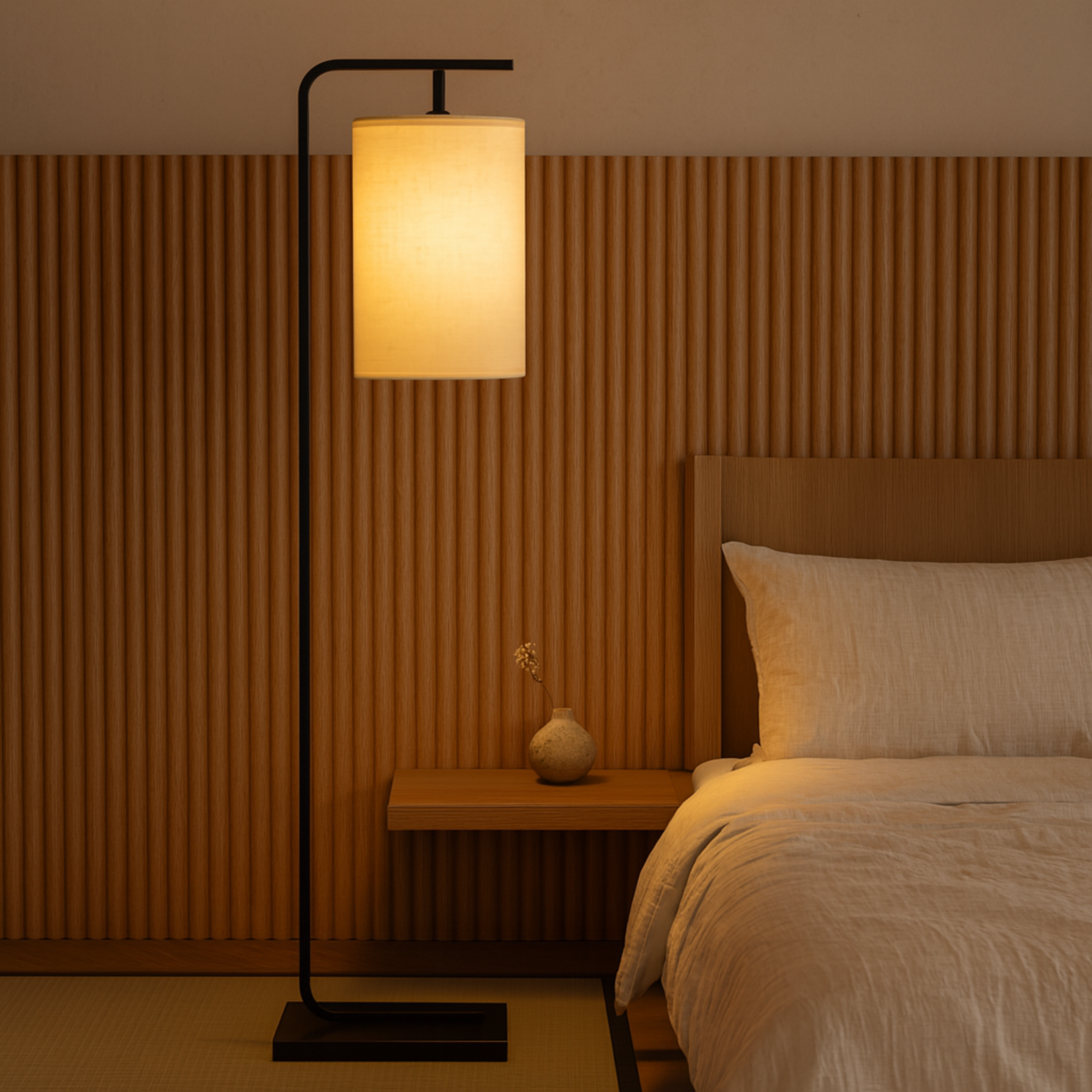 Lampadaire Noir Tunisie | Abat-jour Cylindre | Fiolla Home