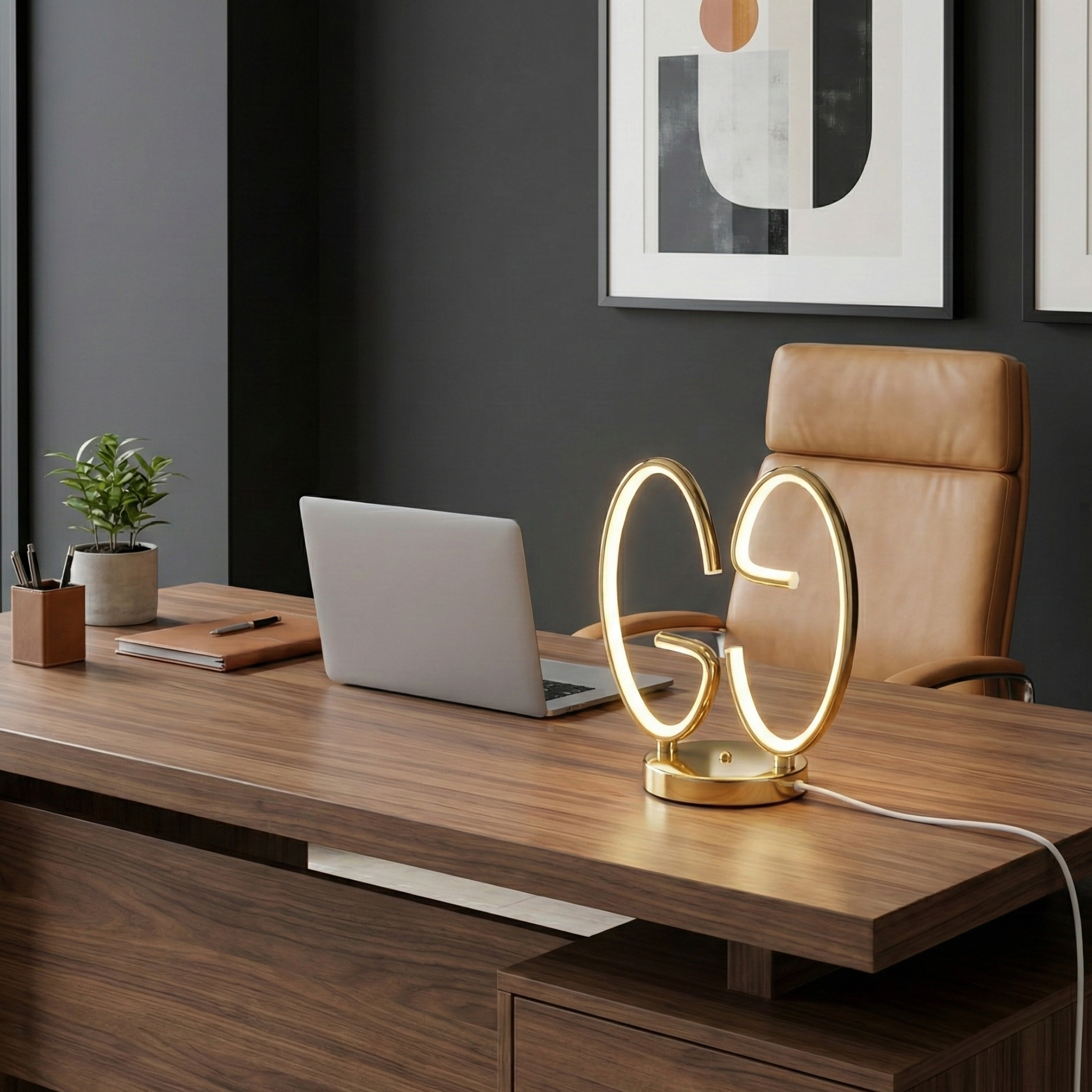 Lampe Sculpturale LED "Infinity" Or | Luminaire Tunisie