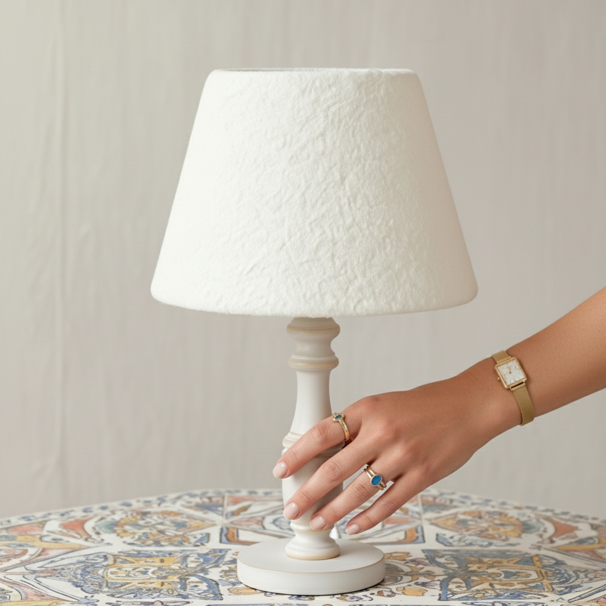 Lampe de Table Bouclette Blanche