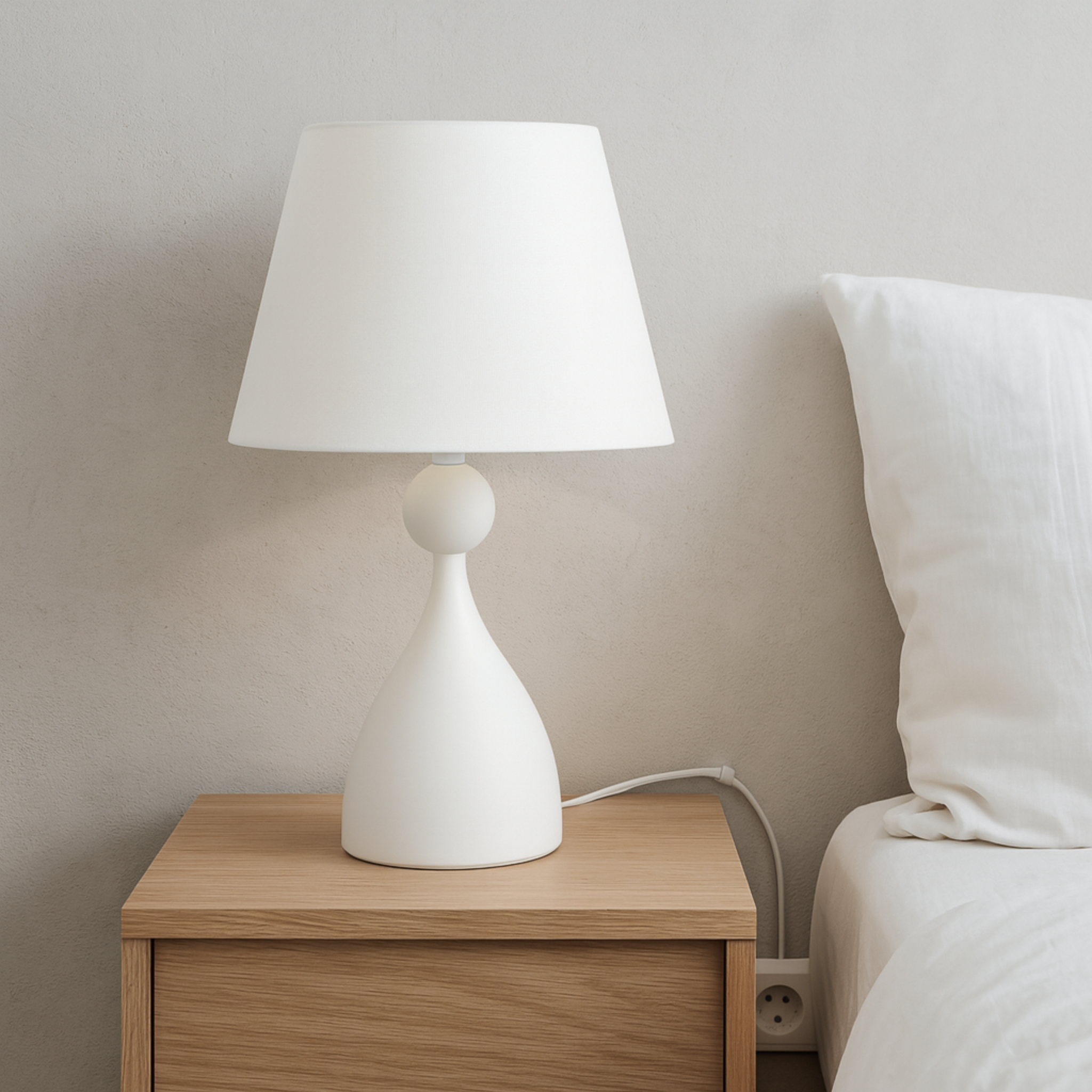 Lampe de chevet LED | Veilleuse minimaliste blanche | Fiolla Home