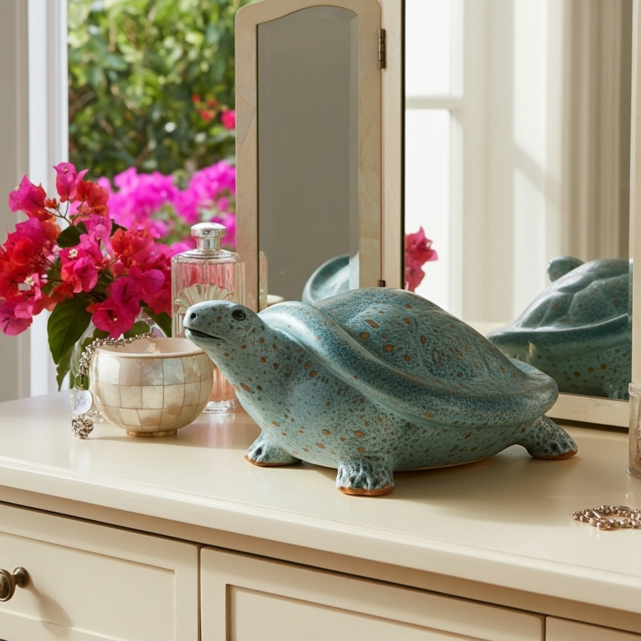 Figurine tortue en céramique – Fait main, style tunisien