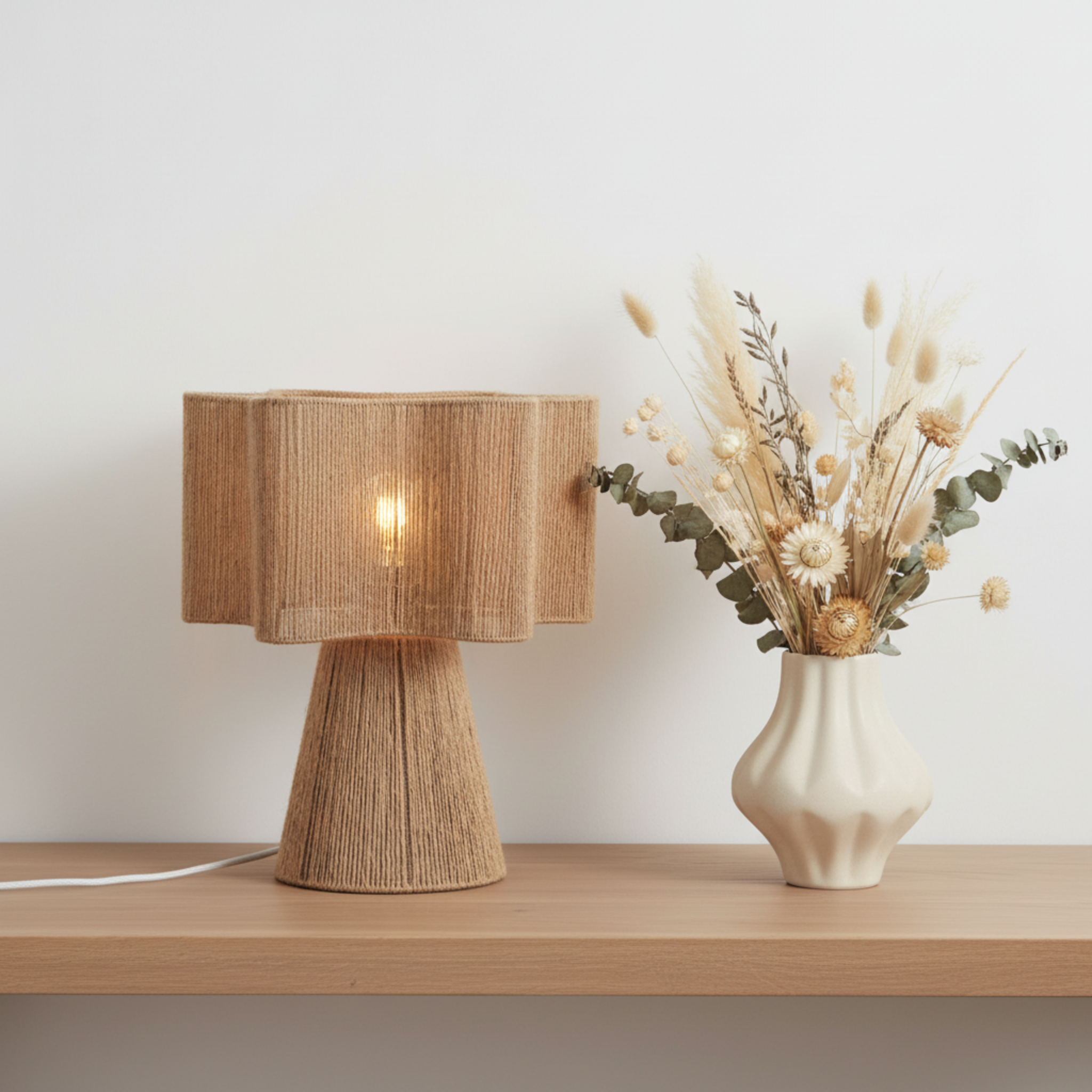 Lampe à Poser en Jute Naturelle - Design Bohème & Authentique