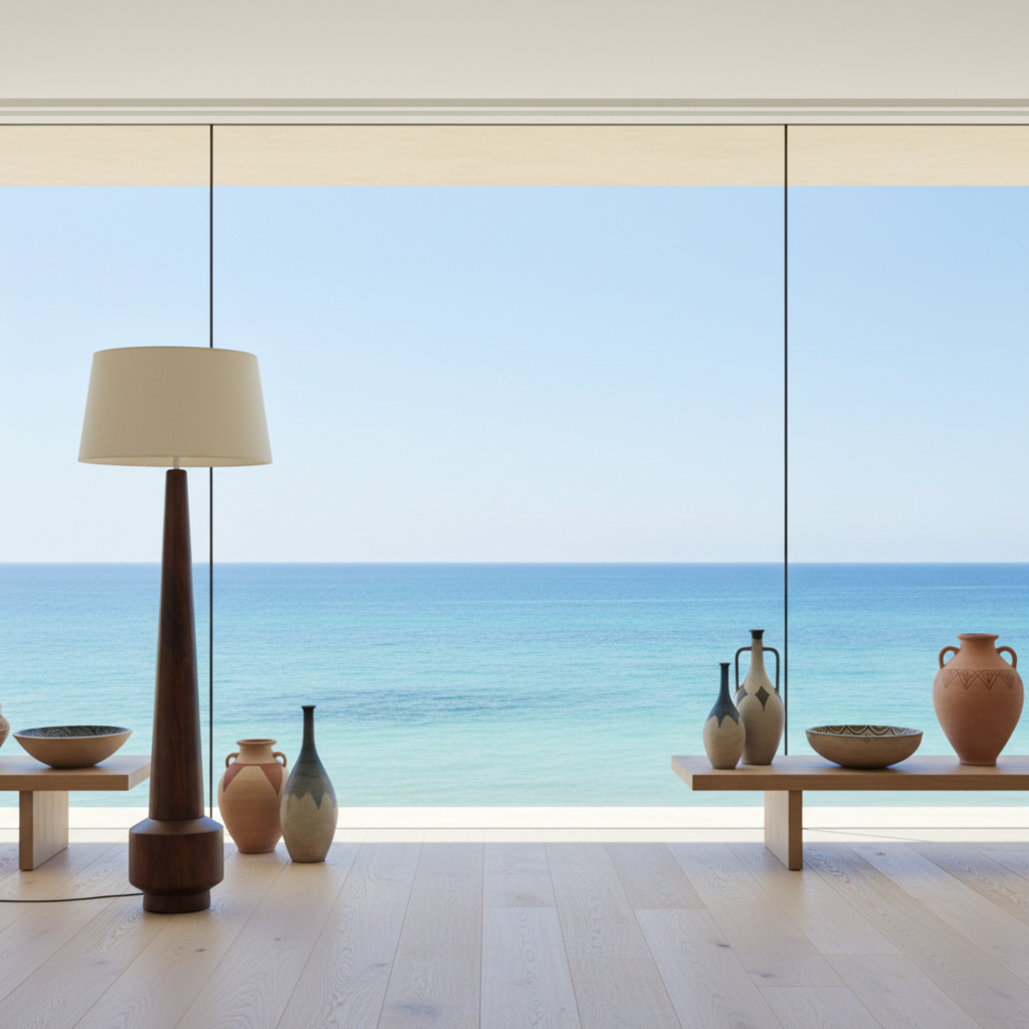 Lampadaire sur Pied en Bois Massif - Design Sculptural & Authentique