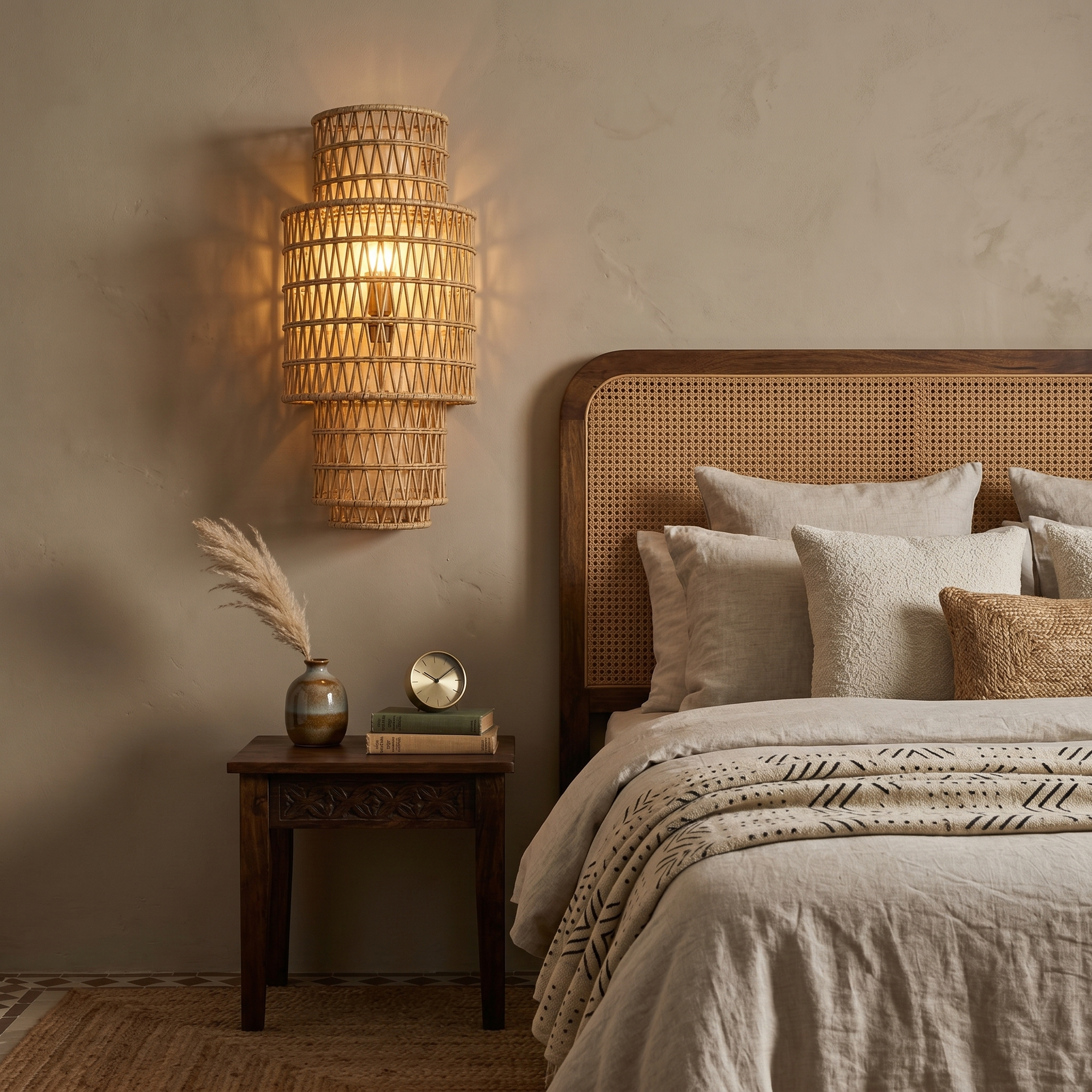 Applique Murale Palmier Tunisie | Lampe Tressée Bohème | Fiolla Home
