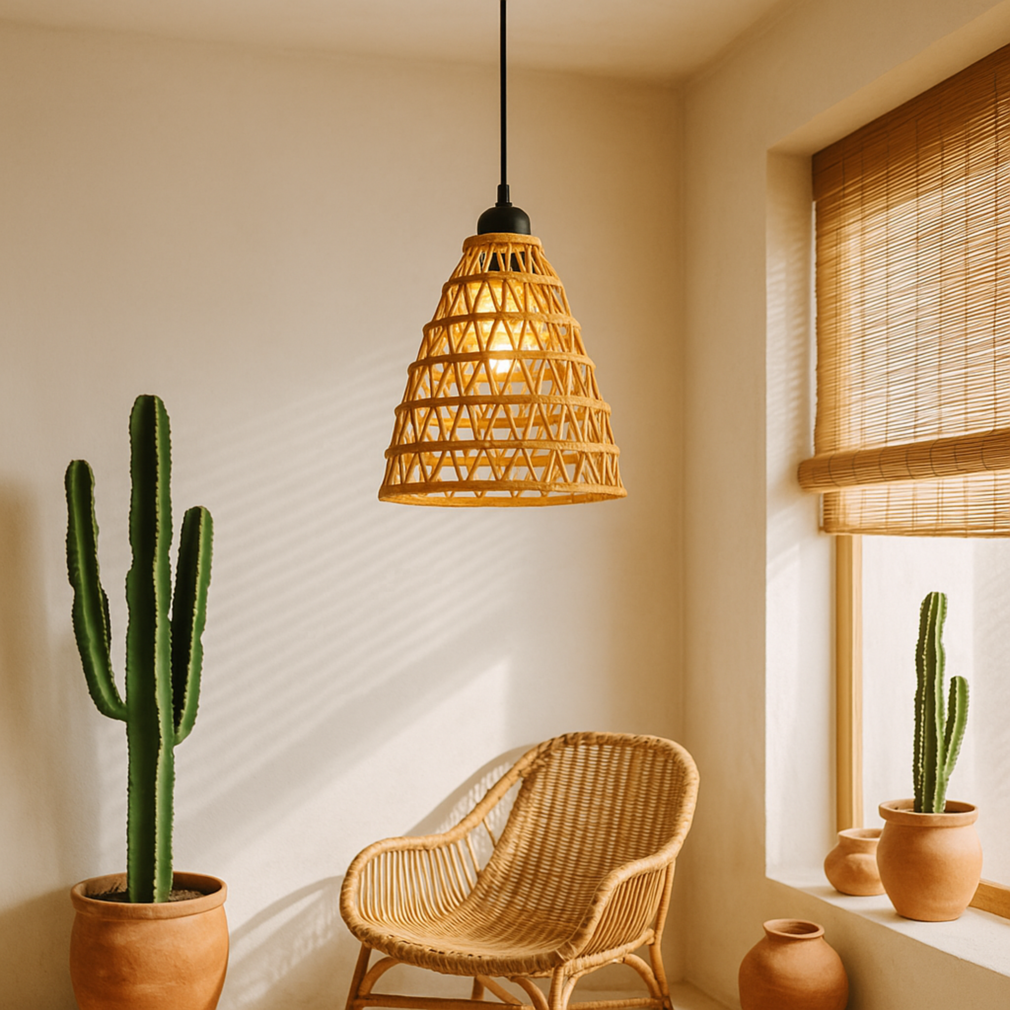 Lustre palmier Tunisie | Cône ajouré bohème chic | Fiolla Home