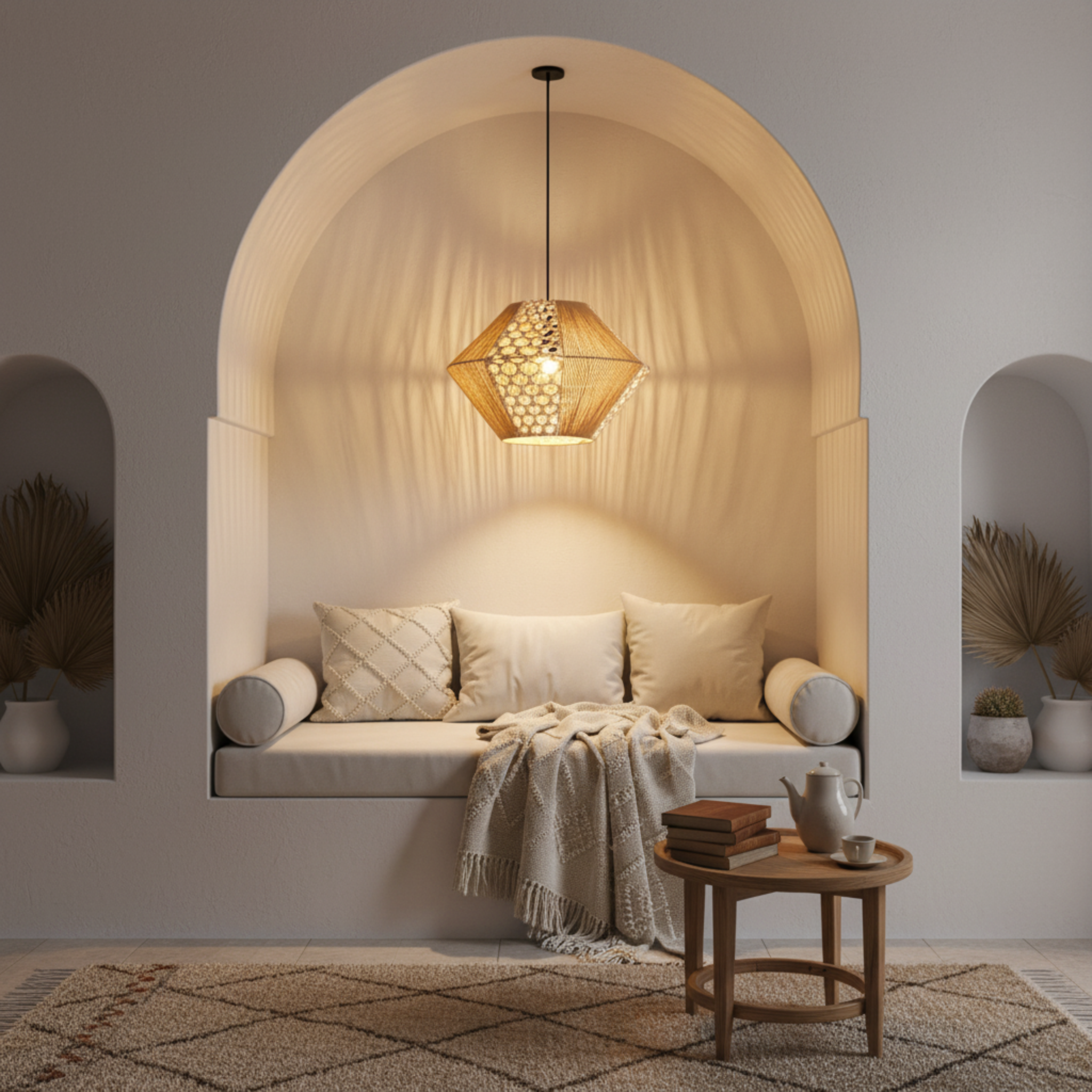 Suspension Jute & Macramé Géométrique | Artisanat Tunisien pour Intérieur Chic