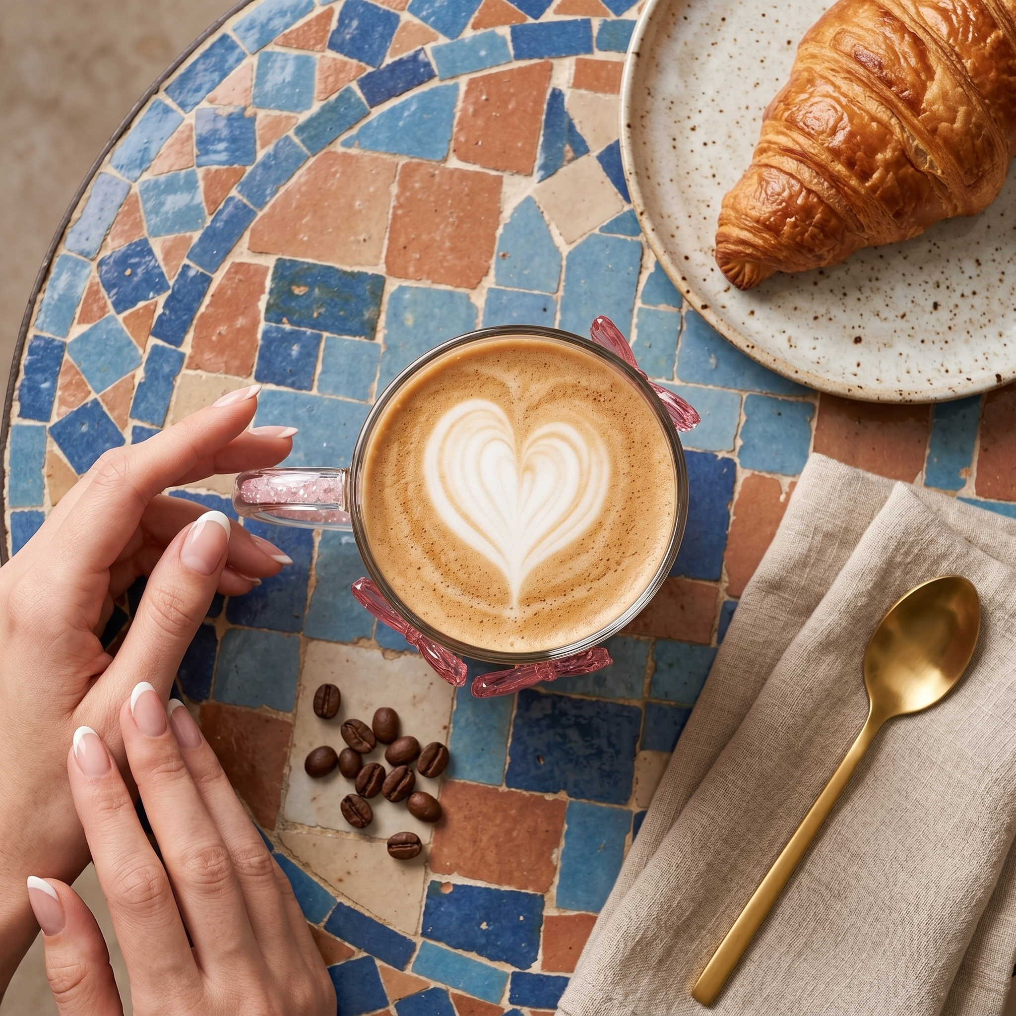 Mug Verre Papillon Tunisie | Tasse Café Cristal Rose | Fiolla Home