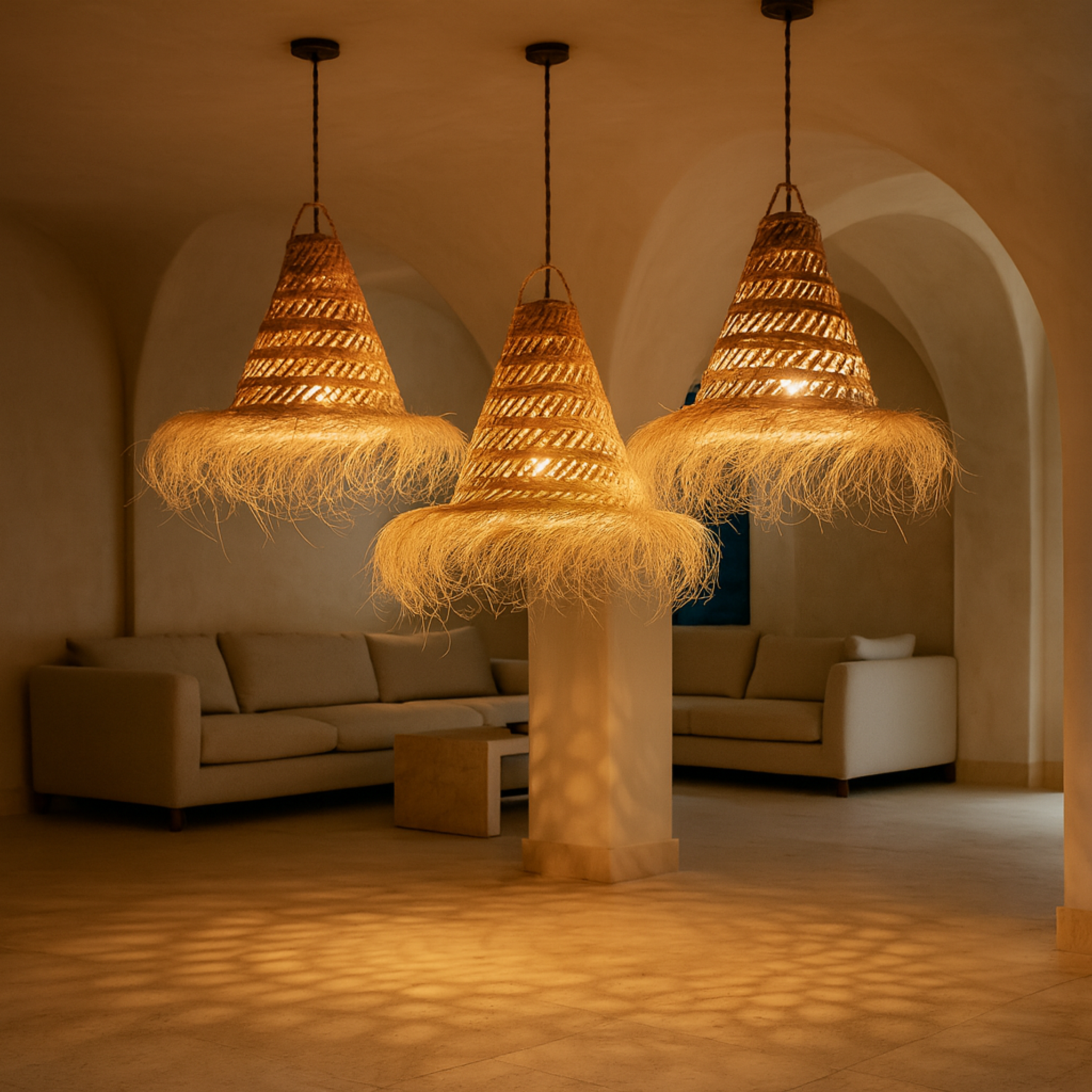 Suspension Halfa Tunisie | Luminaire artisanal bohème | Fiolla Home