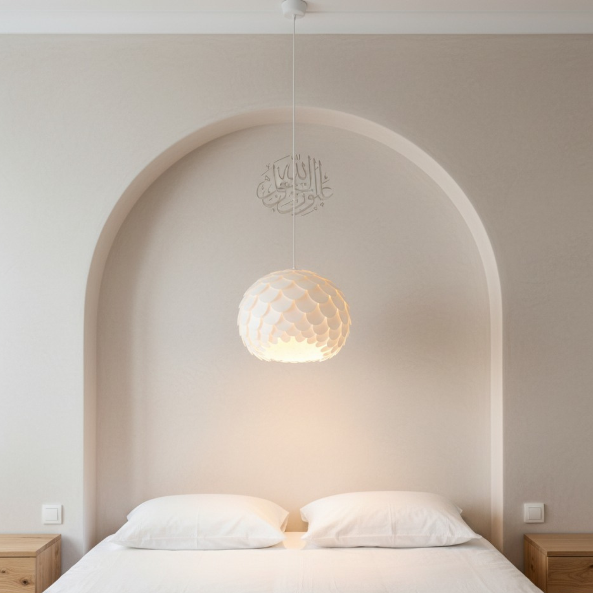 Lustre écaille blanc | Suspension sphérique design | Fiolla Home