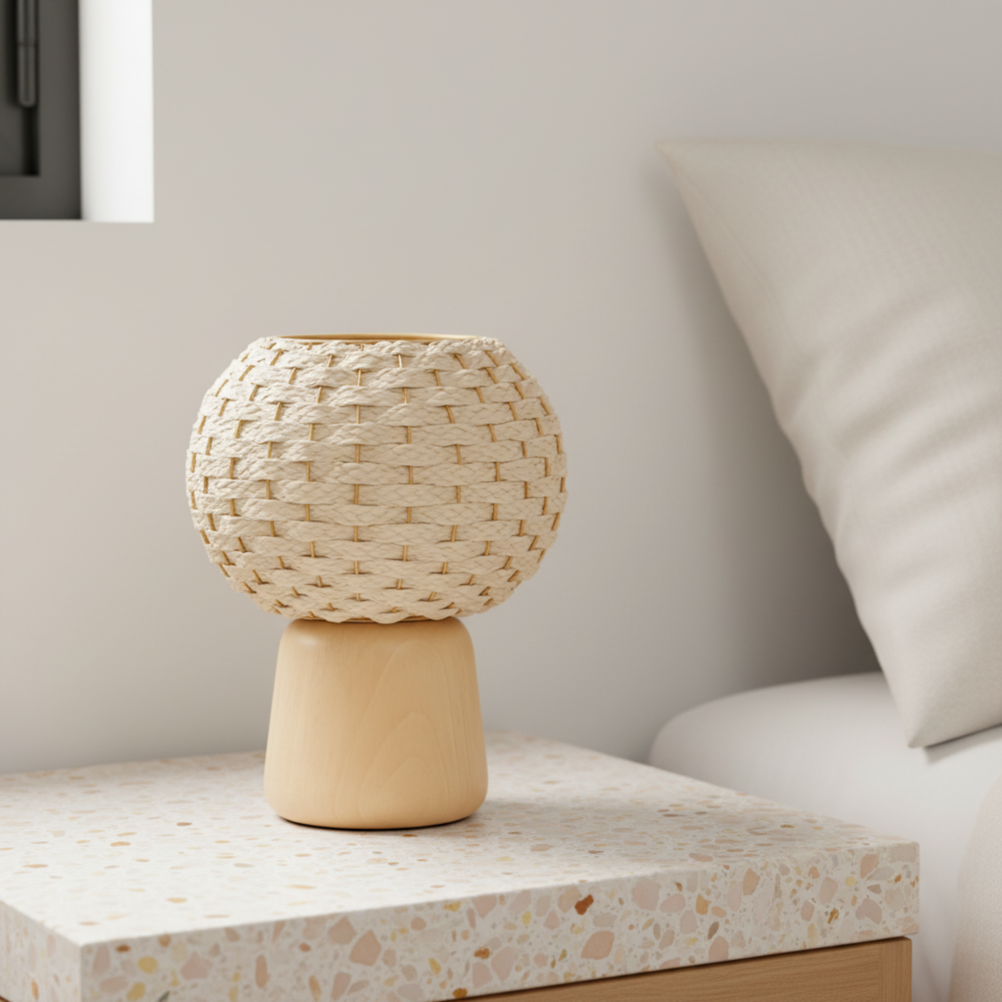 Veilleuse Nour El Leyl – Lampe de chevet bois handmade Tunisie