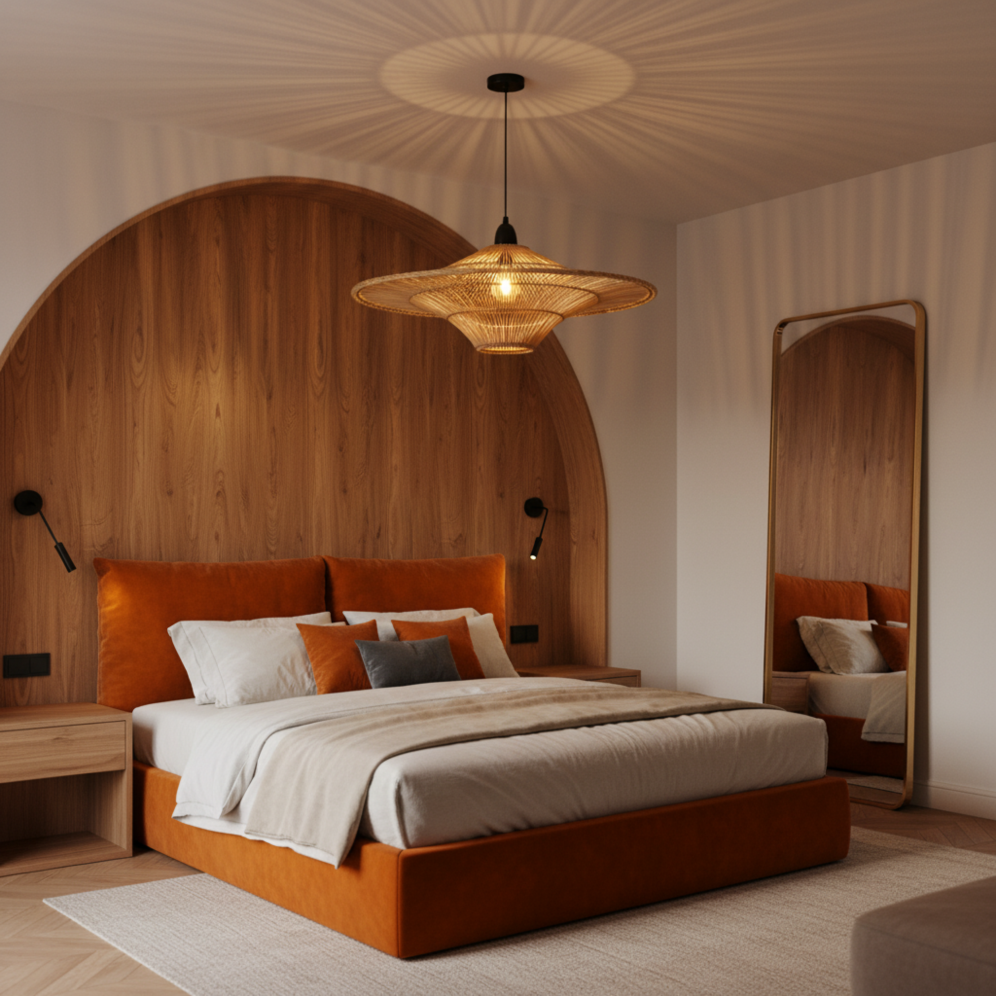 Suspension Soucoupe Rotin Tressé Conique Fait Main | Fiolla Home