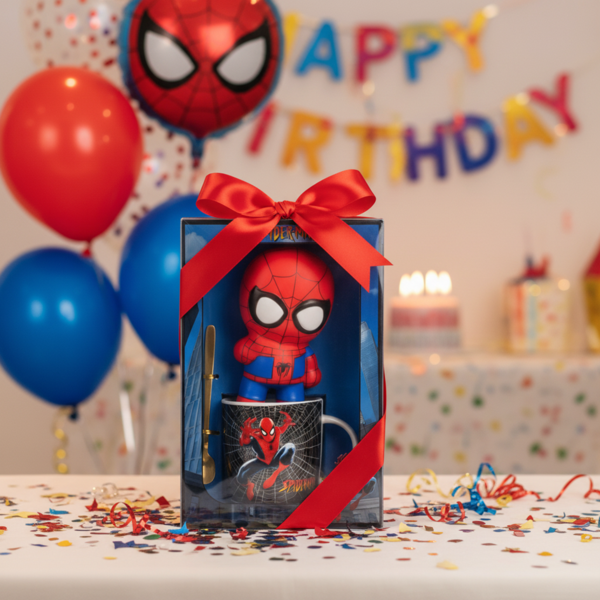 Coffret Mug Spider-Man : Tasse, Cuillère & Figurine 3D – Idée Cadeau