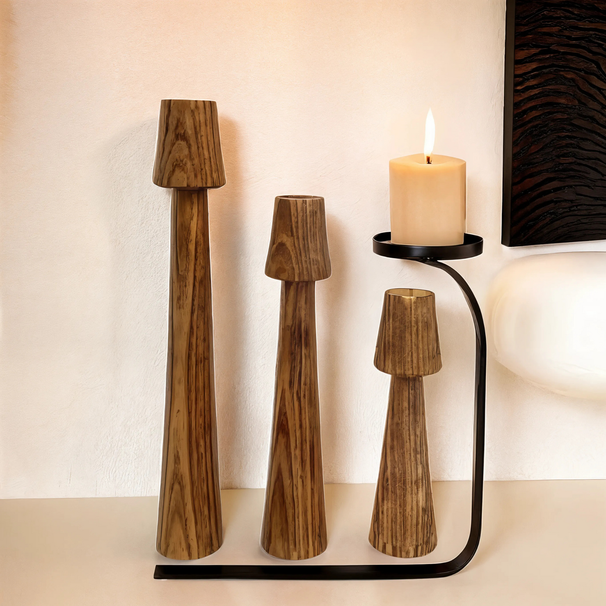 Bougeoirs en Bois Minimalistes | Décoration Naturelle | Fiolla Home