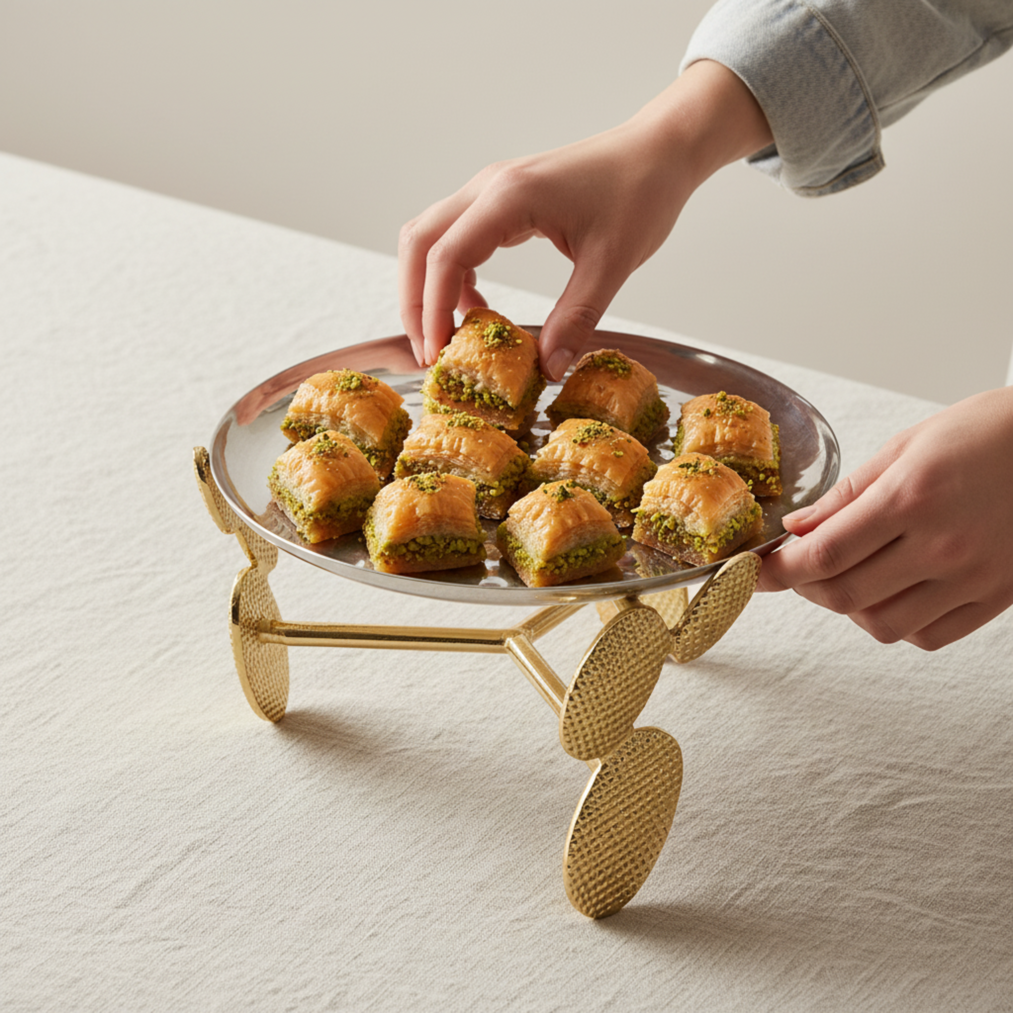 Présentoir à Gâteaux en Cuivre Indien Premium – Design Luxe & Raffiné