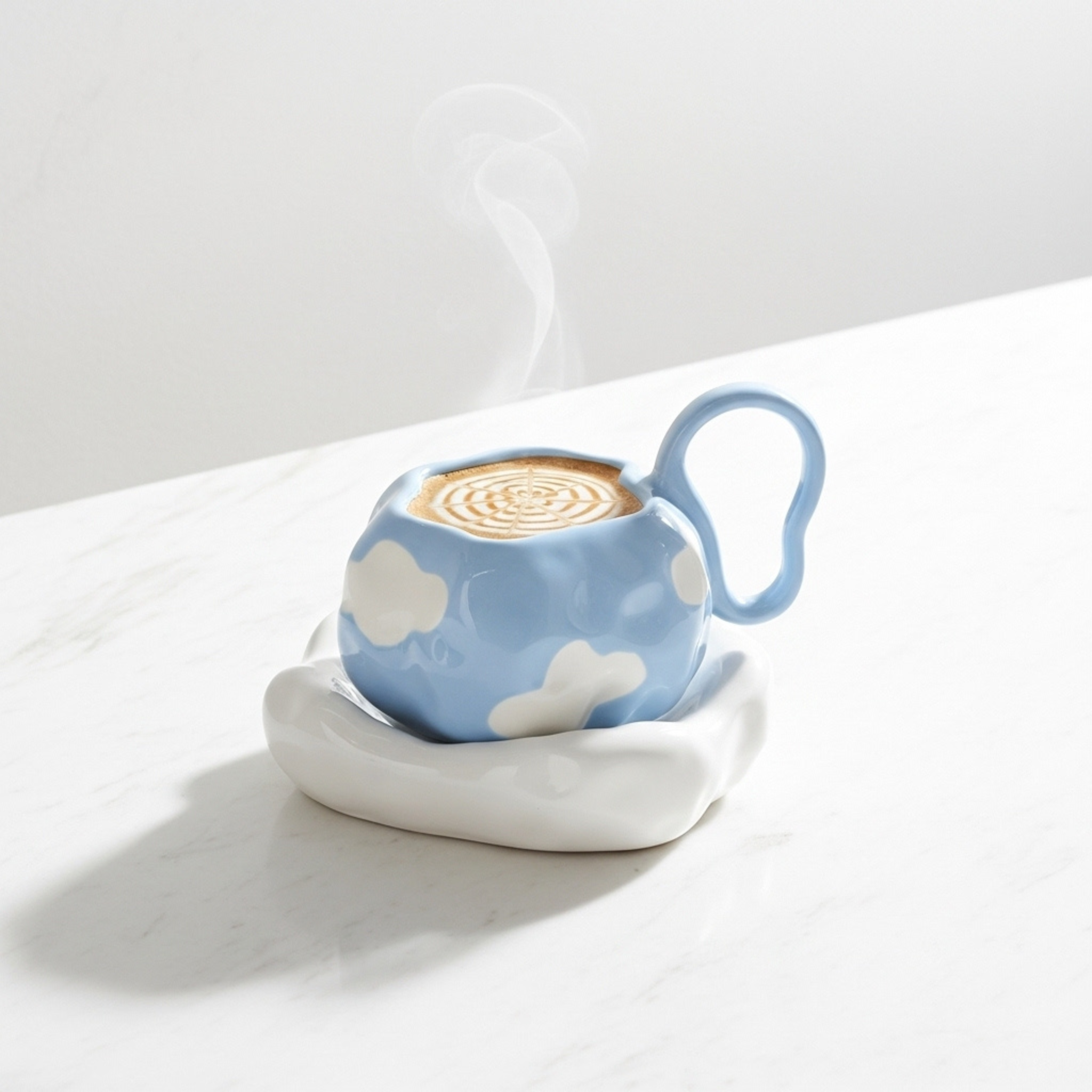 Mug Nuages avec Sous-Tasse – Céramique Créative Tunisie | Fiolla Home