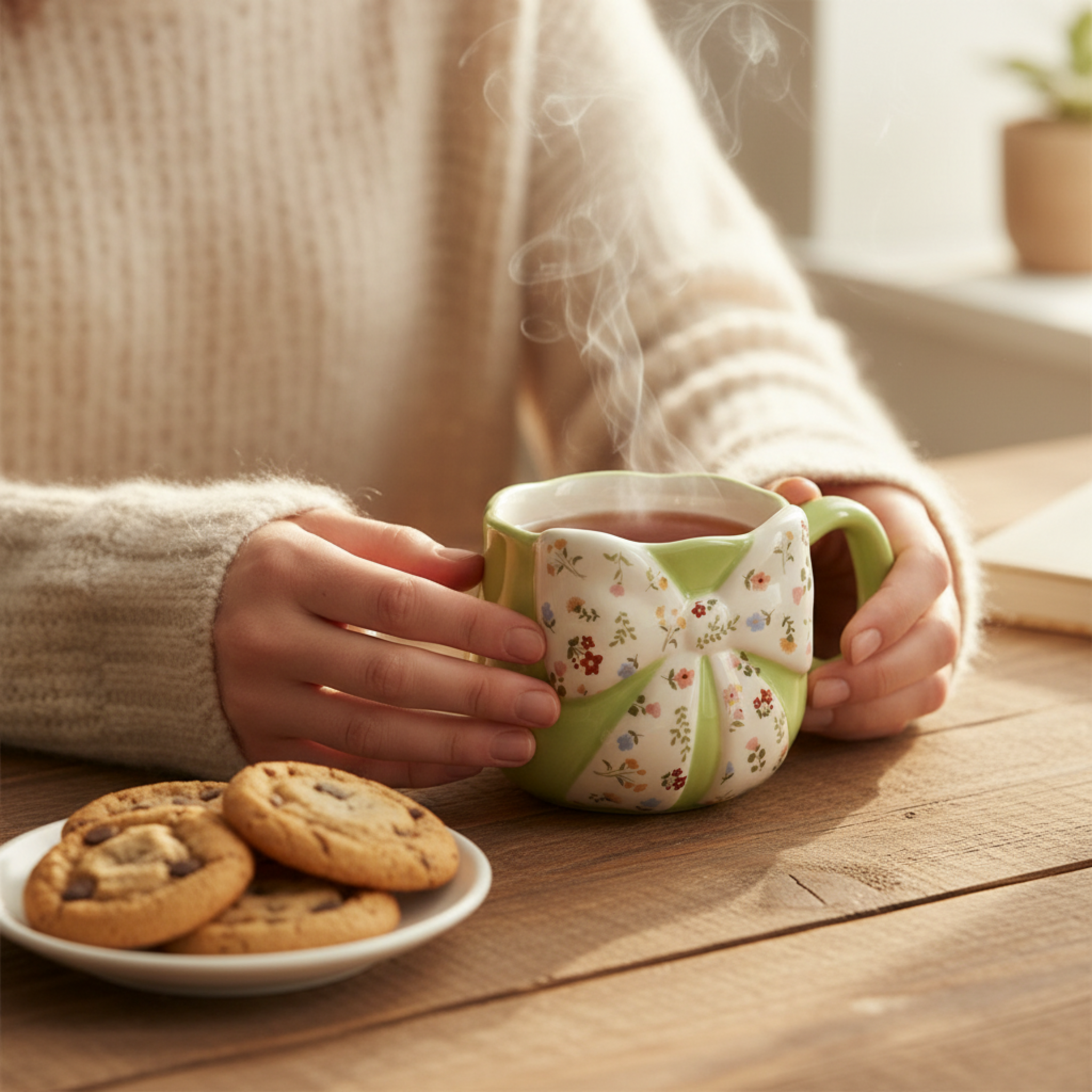 Mug Céramique Design Nœud & Fleurs – Tasse "Coquette" Tendance