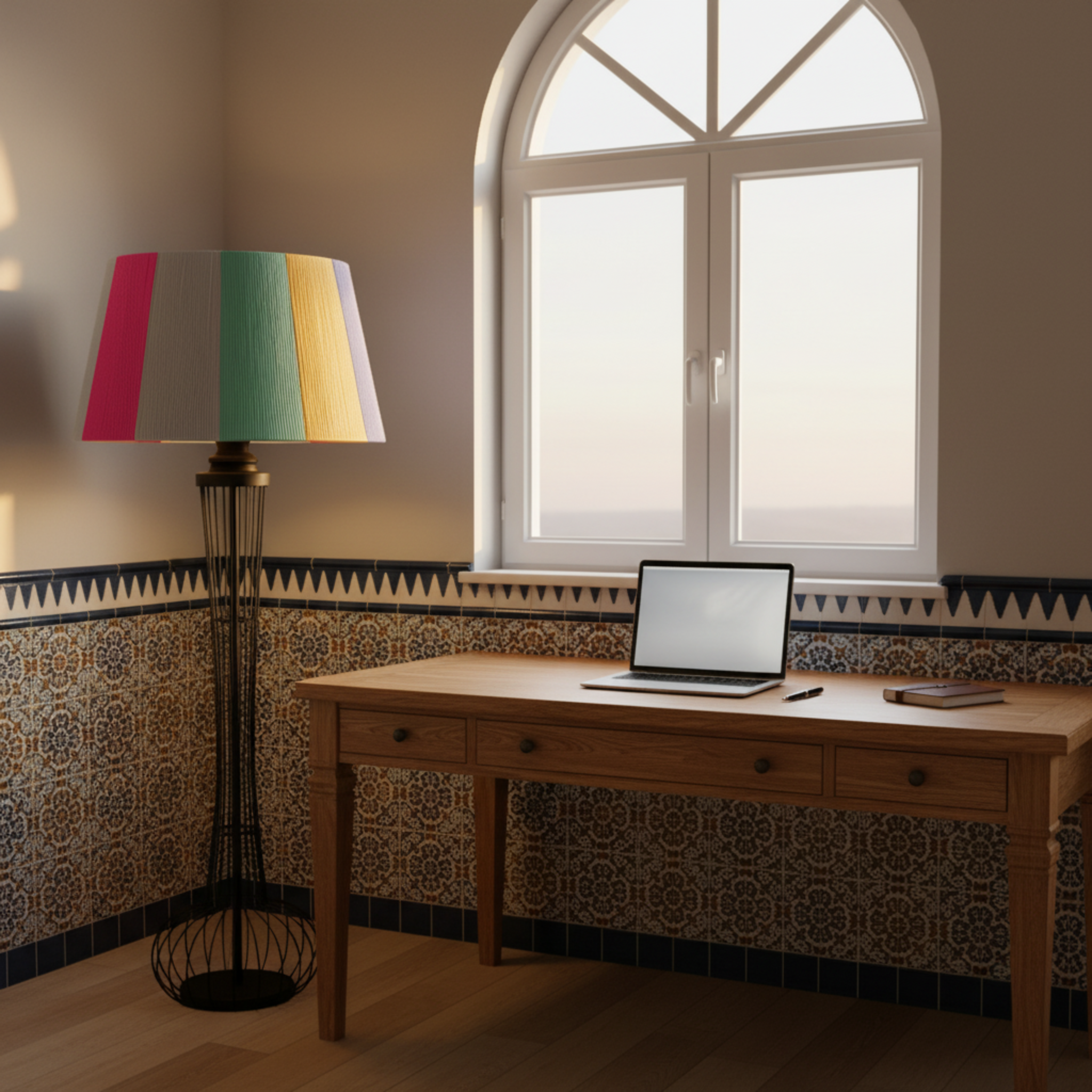 Lampadaire Design Multicolore | Abat-jour Graphique & Métal | Tunisie