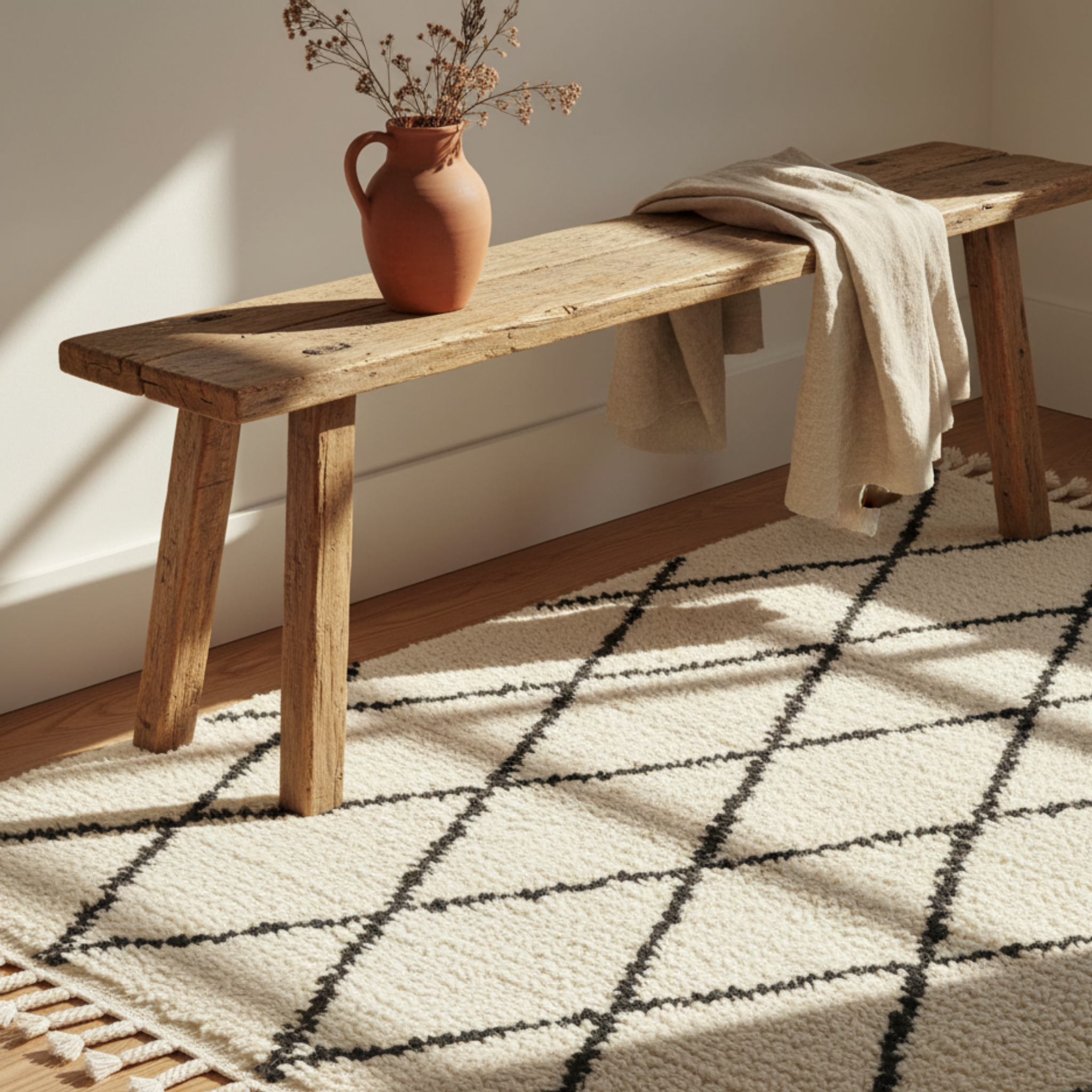 Tapis Berbère Laine Tissé Main Tunisie | Motif losanges | Fiolla Home