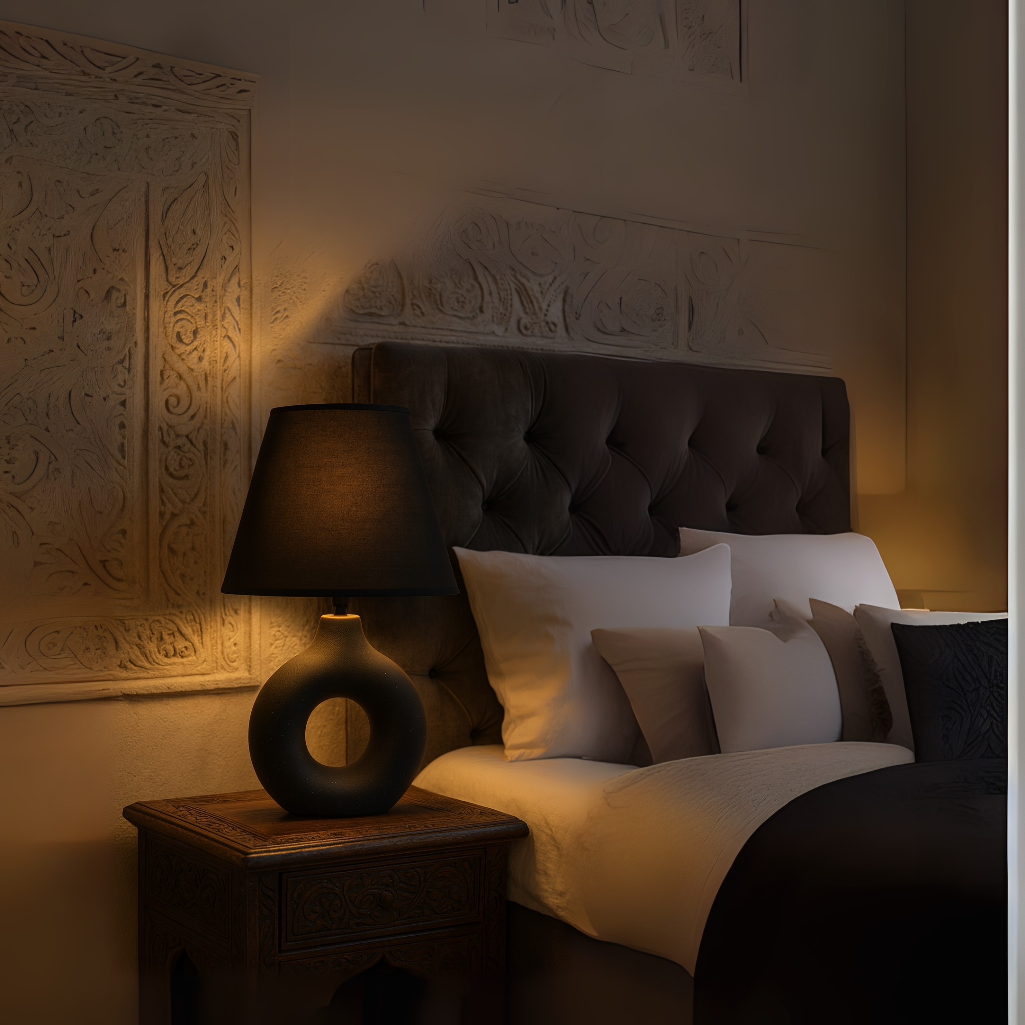 Veilleuse Anneau Noire Tunisie | Design Contemporain | Fiolla Home