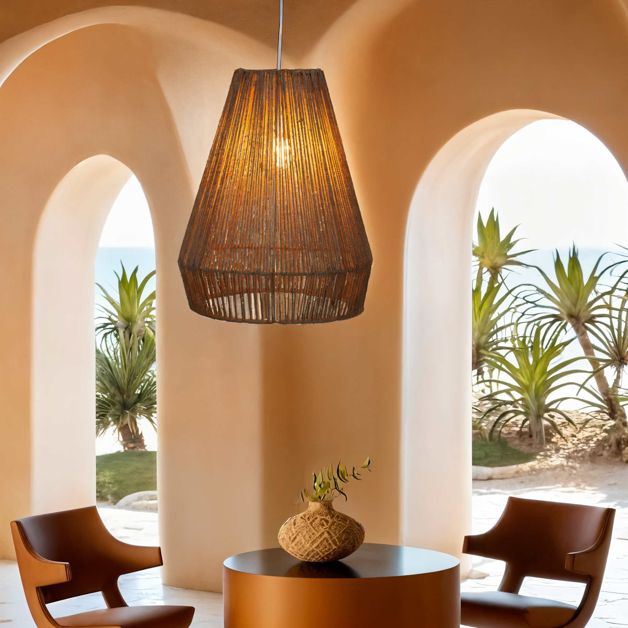 Suspension en Jute Naturel Nayra | Éclairage Bohème Chic | Fiolla Home