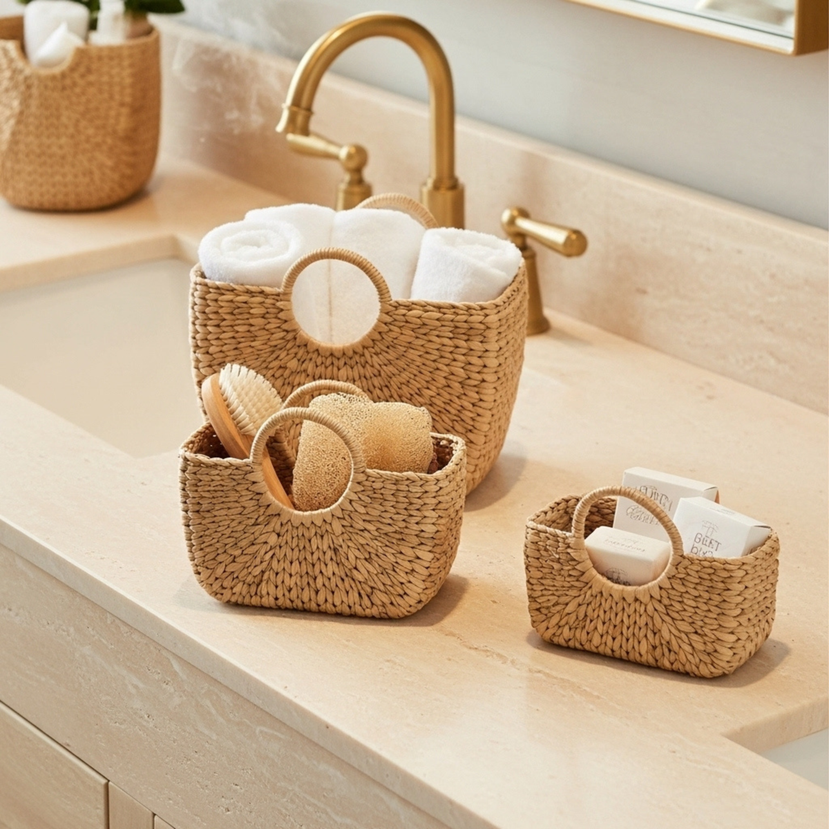 Trio de Paniers Tressés – Série de 3, Déco & Rangement
