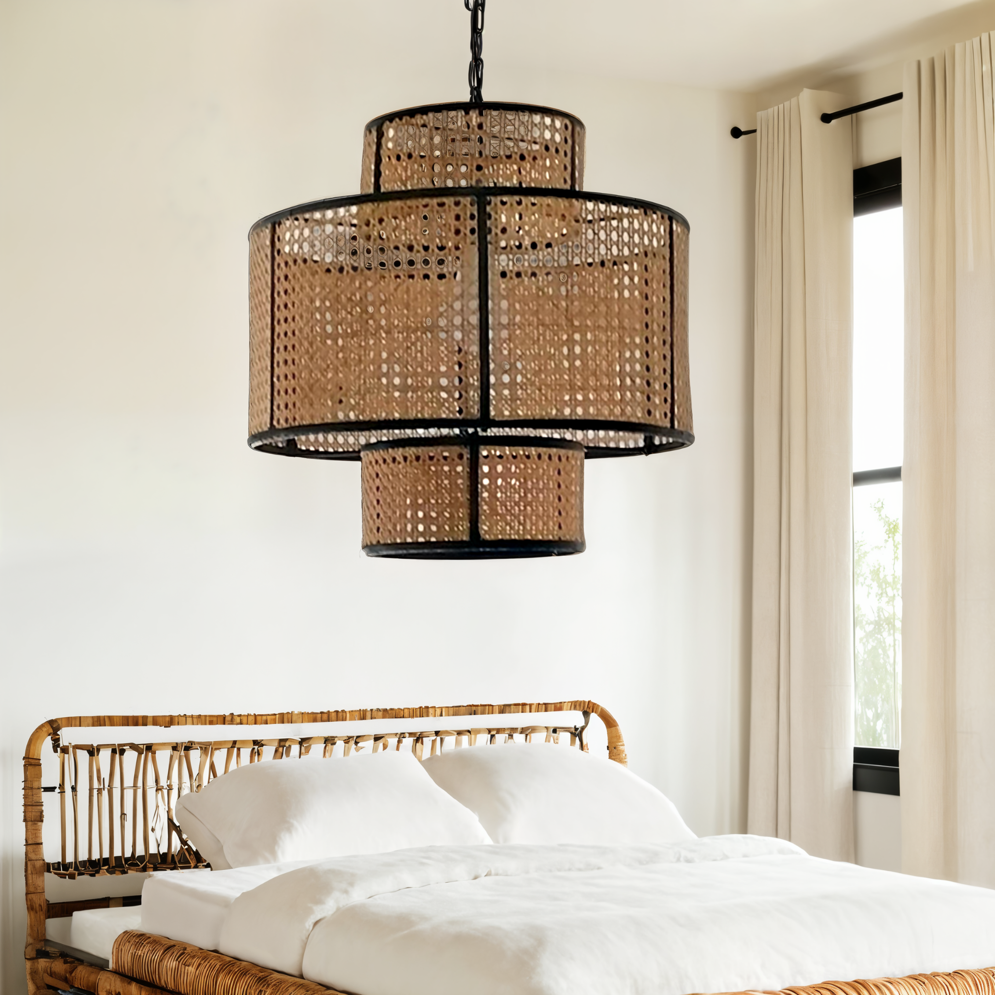 Suspension en Rotin Eloya | Luminaire Éco Chic pour Intérieur | Fiolla Home