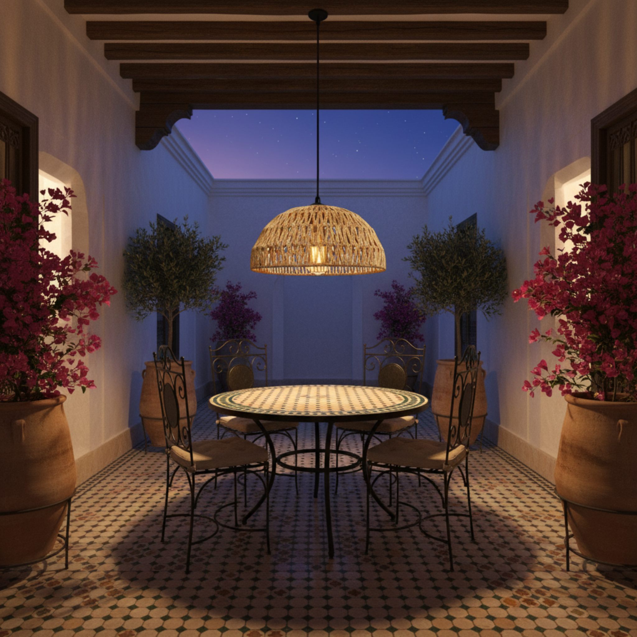 Suspension "Sama" en Jute Tressé – Luminaire Dôme Style Boho