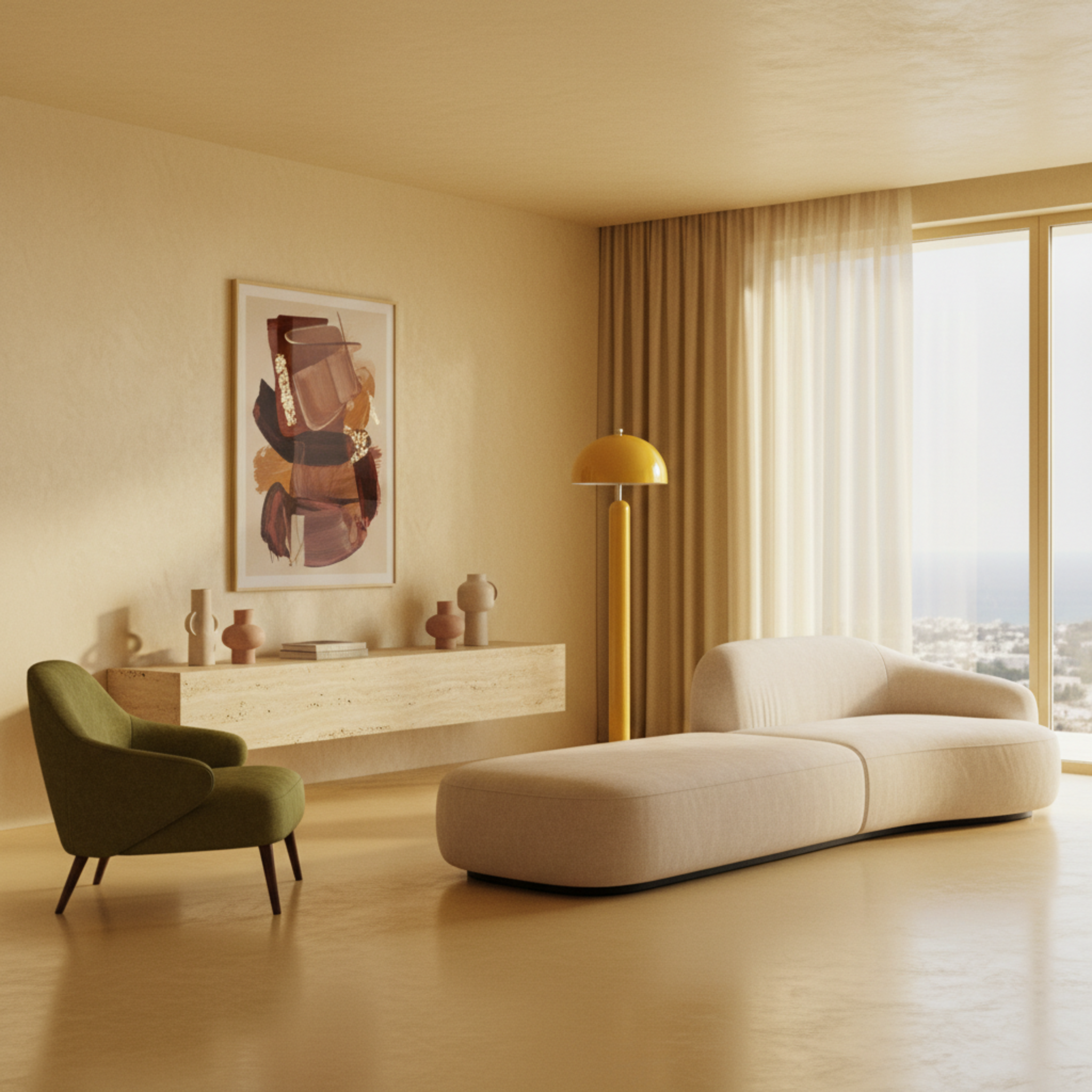 Lampadaire Champignon Jaune Solaire – Design Rétro Tunisie