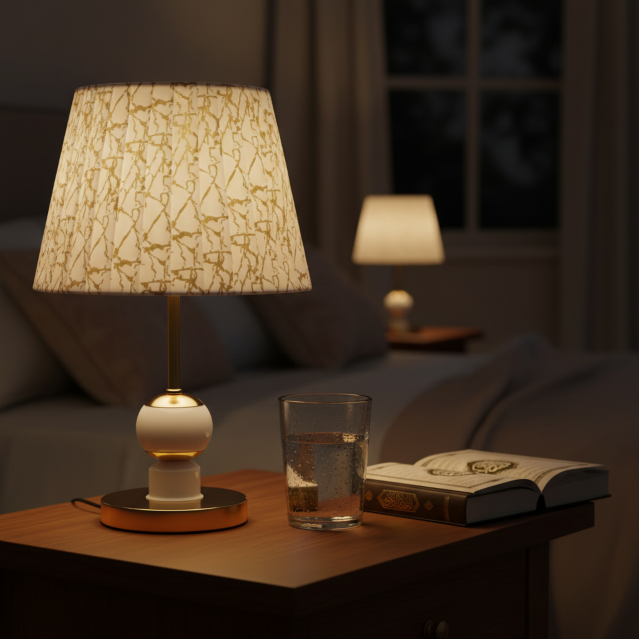 Lampe de Chevet Dorée Effet Marbre – Douce Lumière | Fiolla Home Tunisie