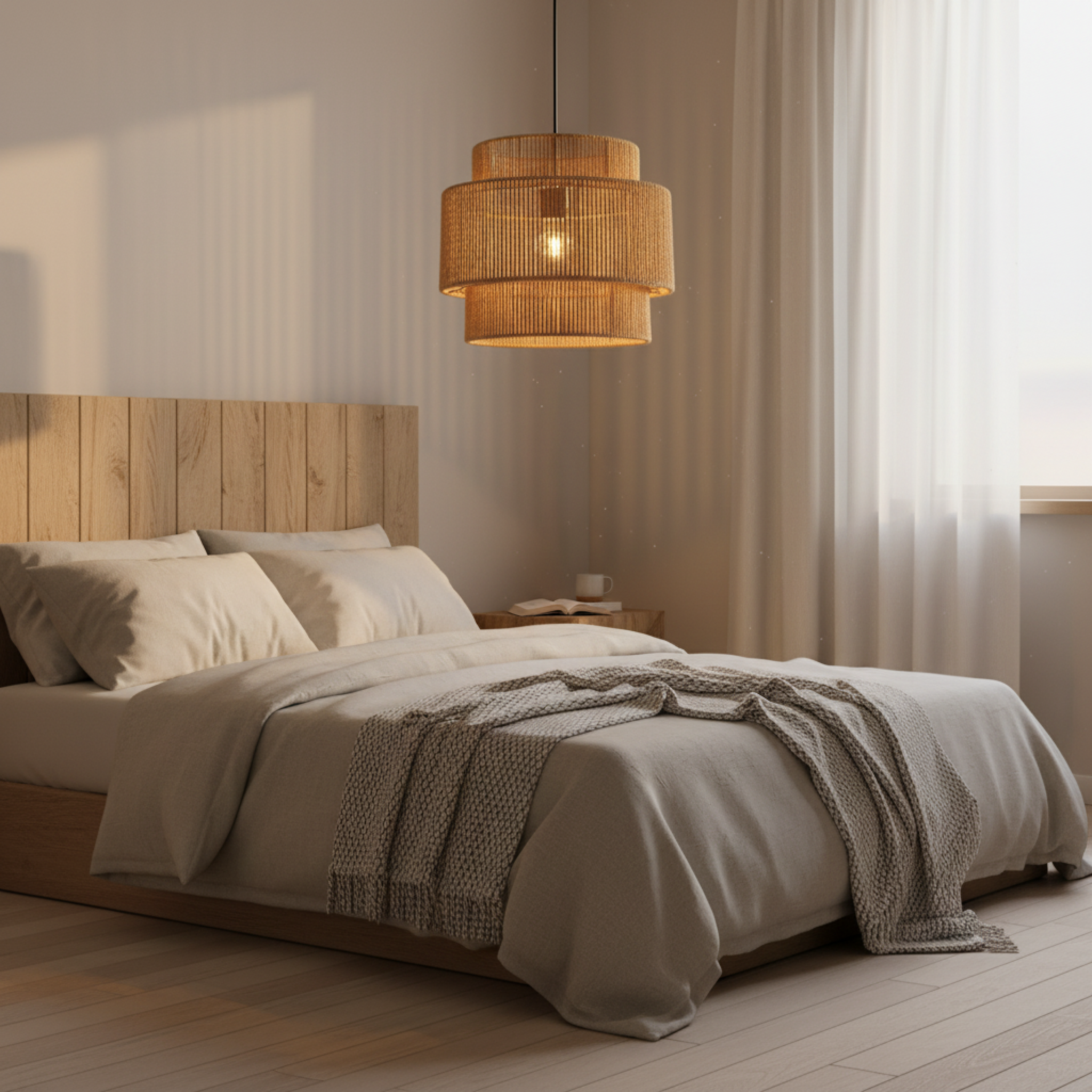 Suspension "Byrsa" à 3 Niveaux – Lustre Spectaculaire en Jute Tressé