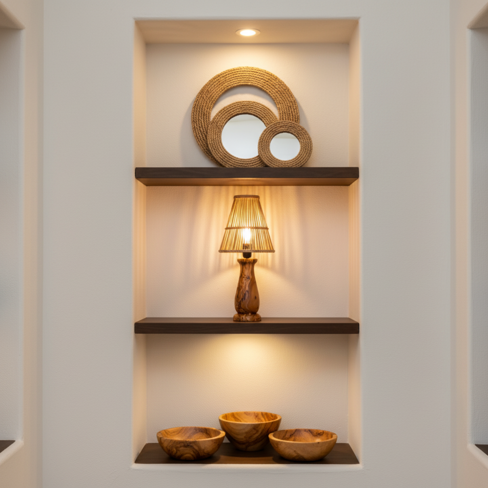 Lampe de Chevet Bois d'Olivier & Fibres de Palmier | Fiolla Home