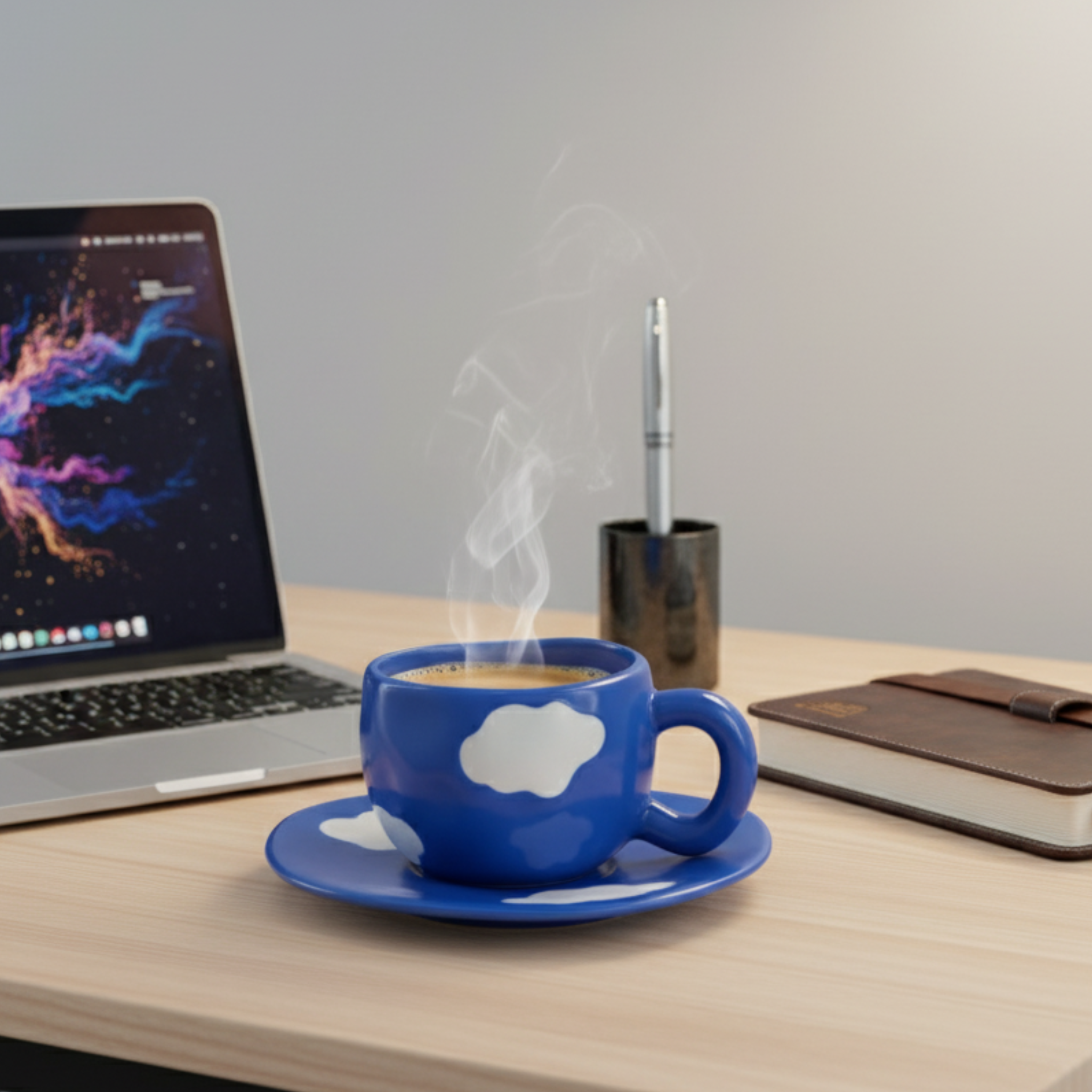 Tasse Café Nuages Bleue avec Soucoupe | Céramique | Fiolla Home